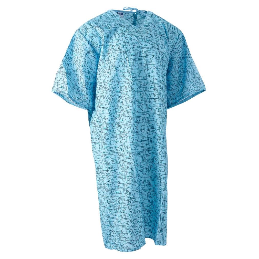 Medline PerforMAX Reusable Patient Gown, Cascade Blue Print - 1 Dozen - Image 2