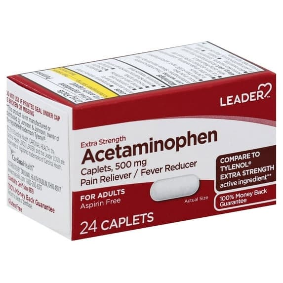 Leader Acetaminophen Adult, Extra Strength, 500 mg Caplets