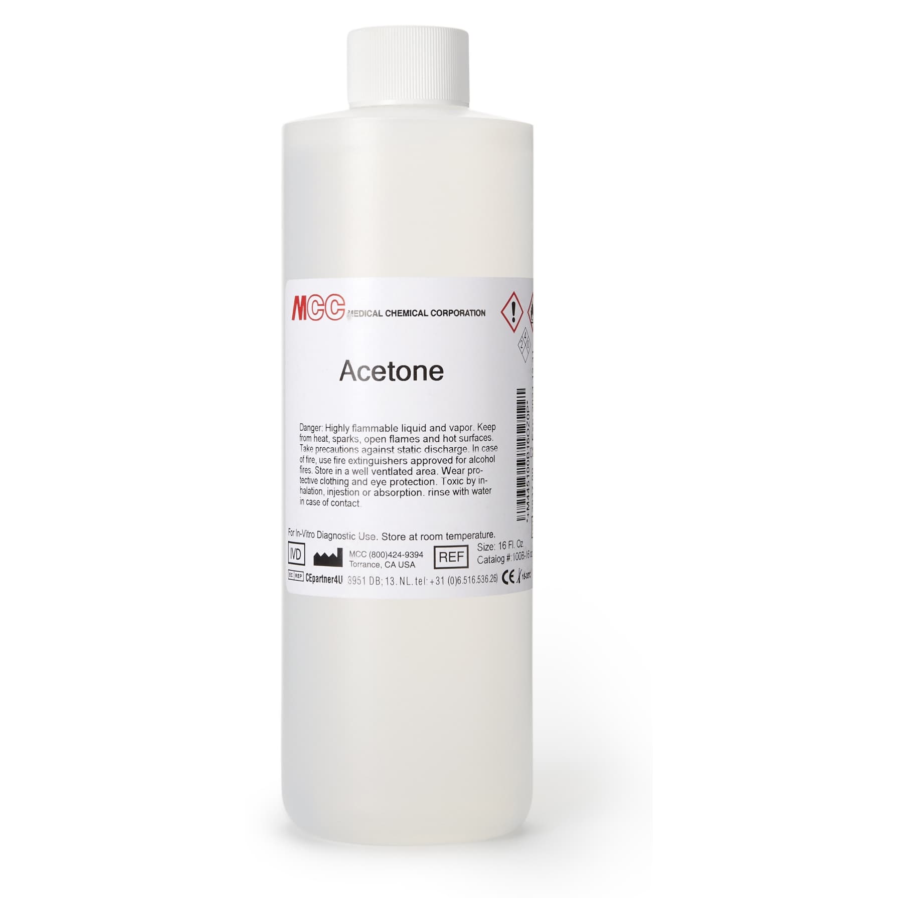 Medical Chemical Chemistry Reagent Acetone 100% v/v Liquid, 16 oz. - Each - Image 1
