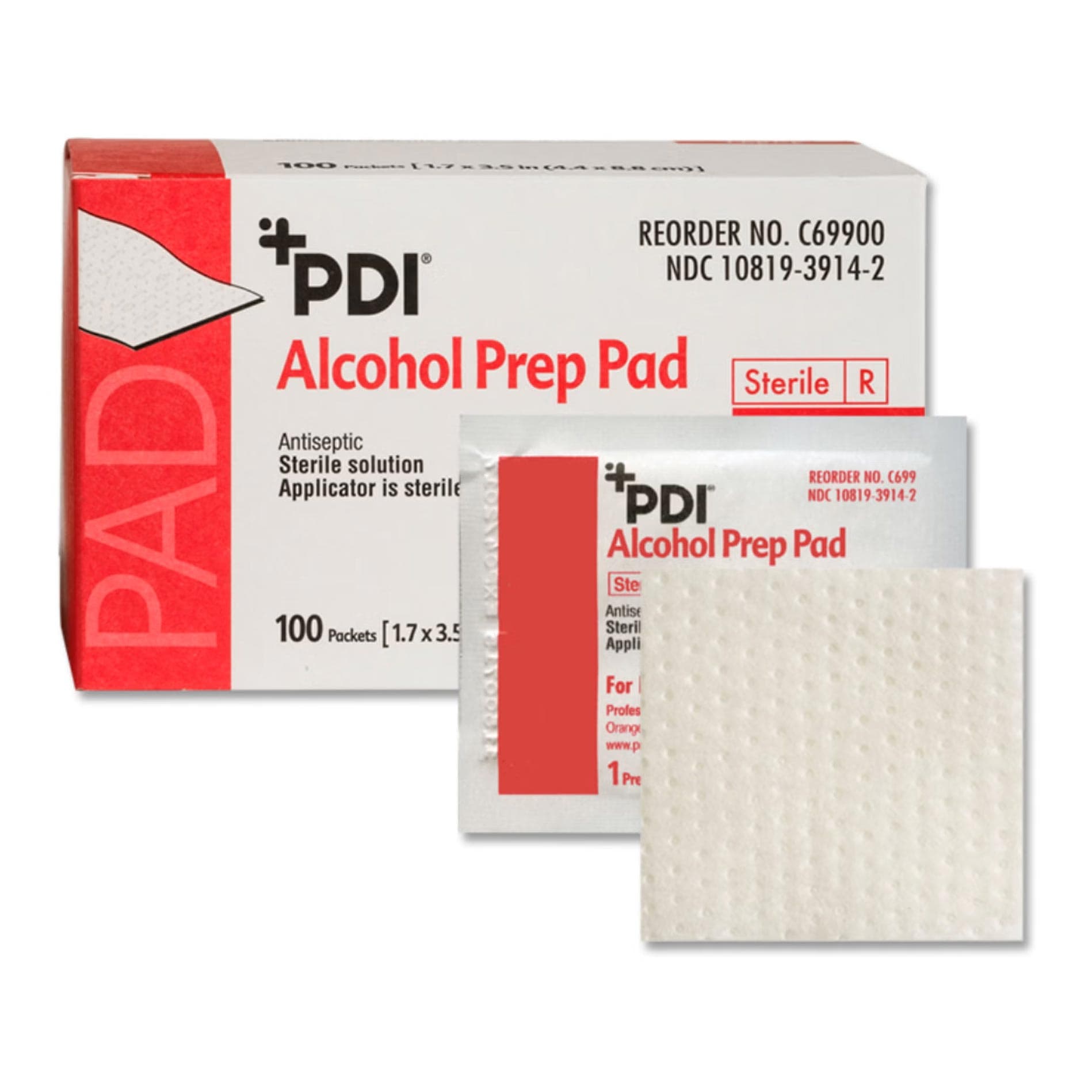 PDI NonWoven Gauge Alcohol Prep Pad, Large, 2.5 x 3 Inch - Case of 1000 - Image 1