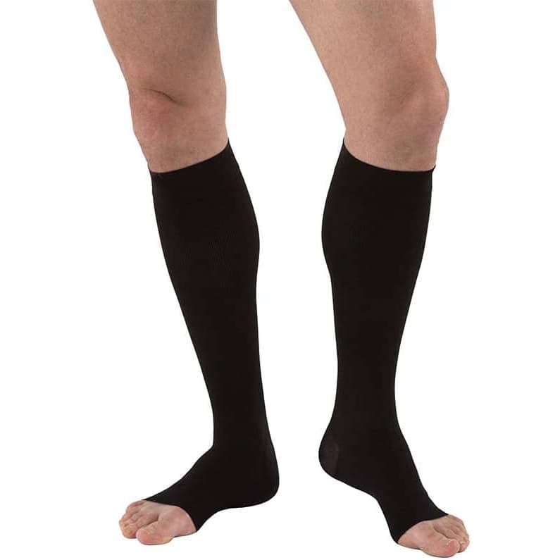 Jobst FORMEN Knee High Softfit Open Toe Compression Socks, 15-20mmHg, Black, Medium-Regular - Pair - Image 1