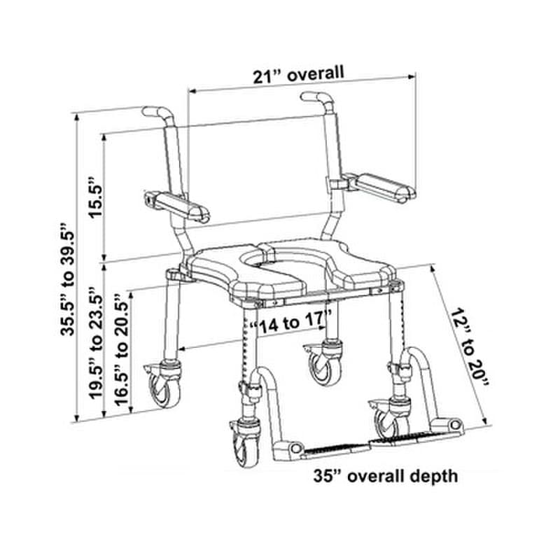 Nuprodx multiCHAIR 4000TX Travel Folding Shower Commode Chair - Image 2