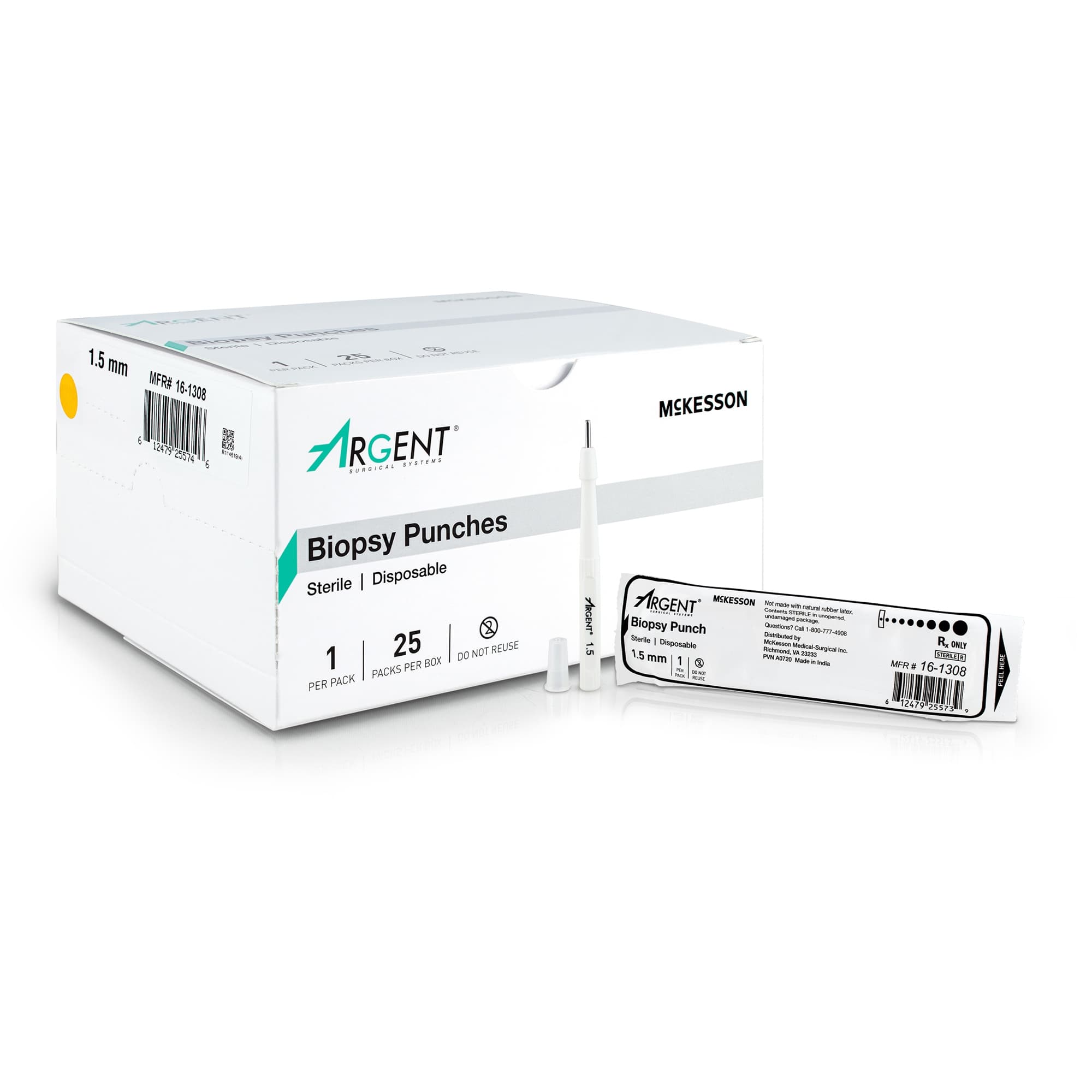 McKesson Argent Biopsy Punch, Dermal, 1.5 mm - Box of 25 - Image 1