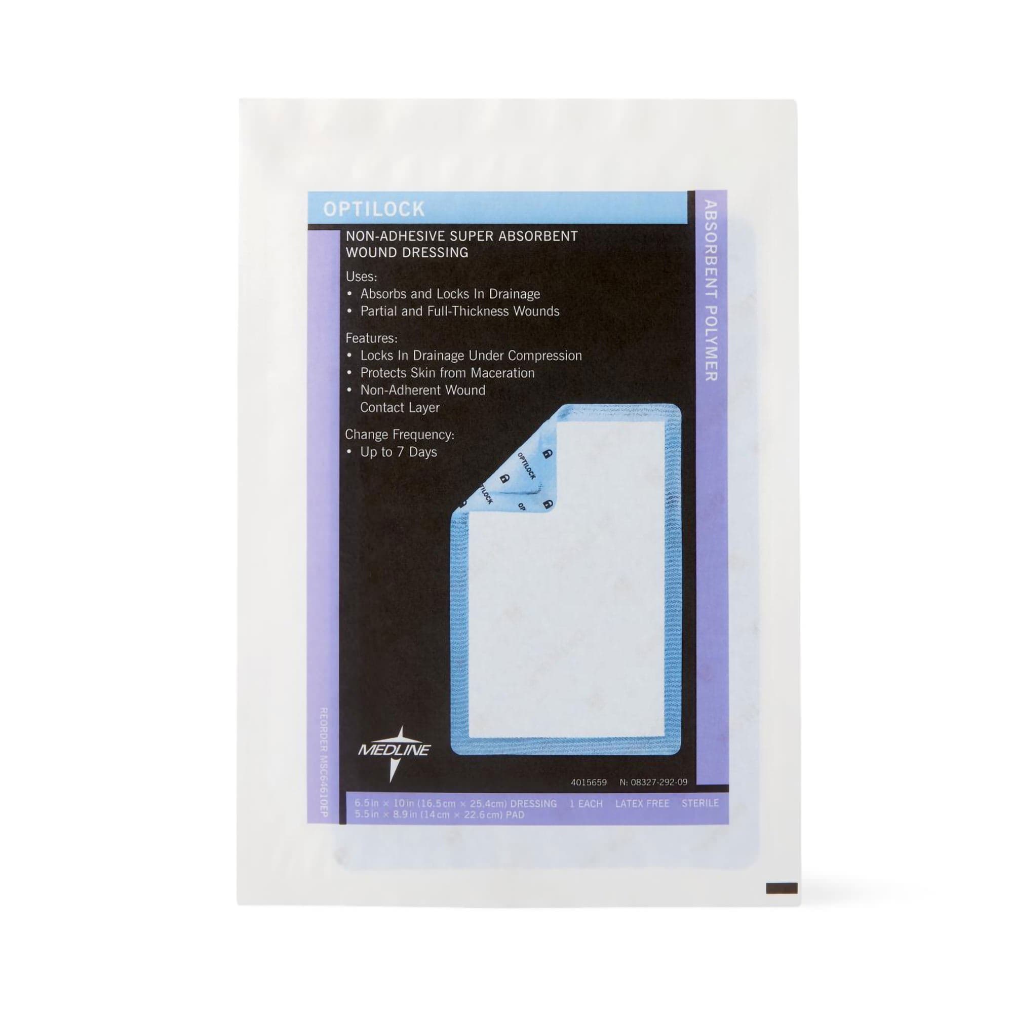 Medline OptiLock Super Absorbent Wound Dressing, 6-1/2 x 10 Inch - Each - Image 1