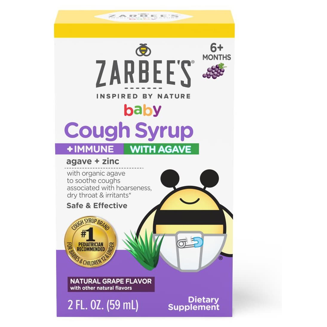 Zarbees Baby Cough Syrup Plus Immune with Agave, 2 oz - Case of 12 - Image 1