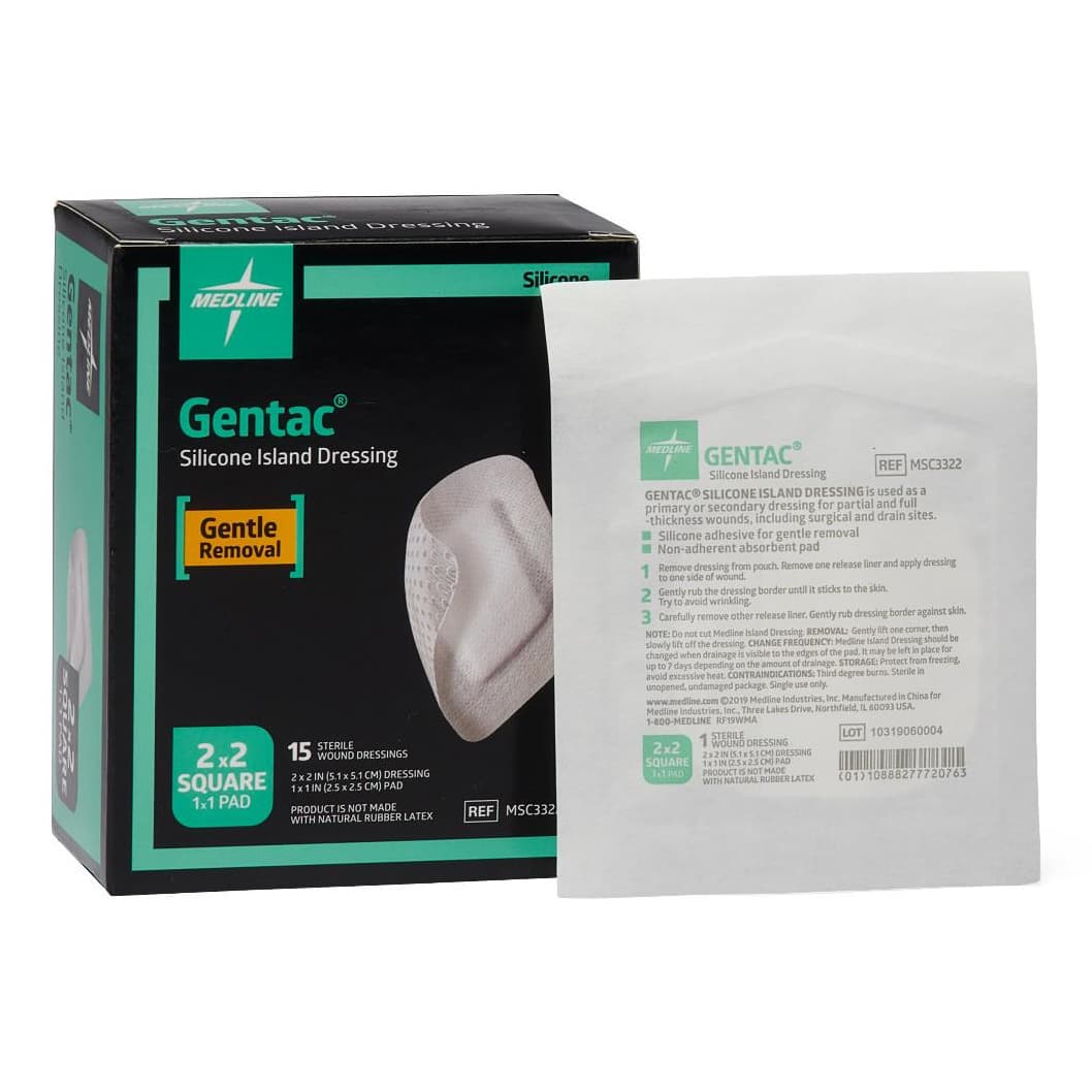 Gentac Silicone Adhesive Island Wound Dressing, 2 x 2 Inch - Case of 150 - Image 1