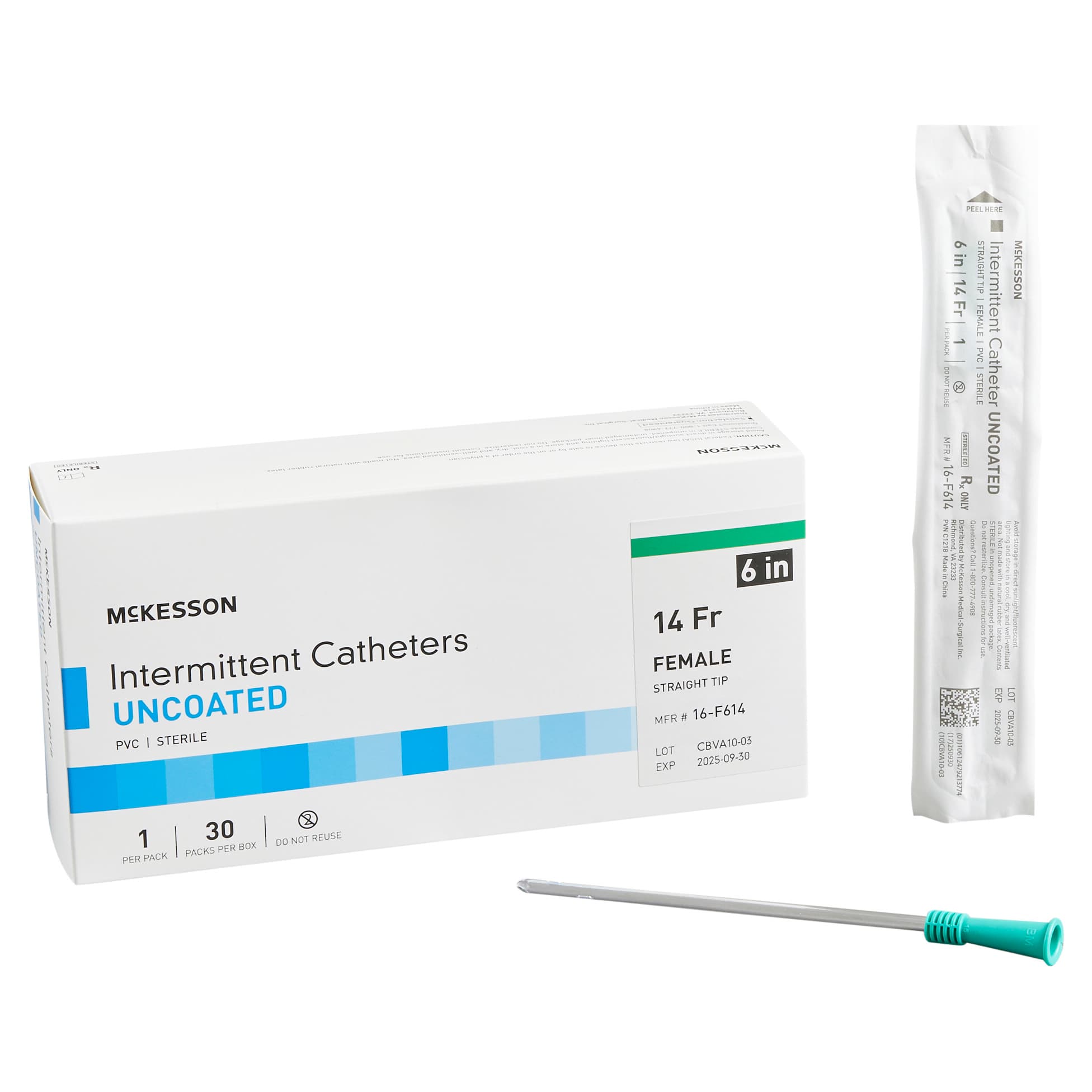 McKesson Uncoated PVC Urethral Catheter, Female, 14 Fr, 6 Inch - Case of 300 - Image 1