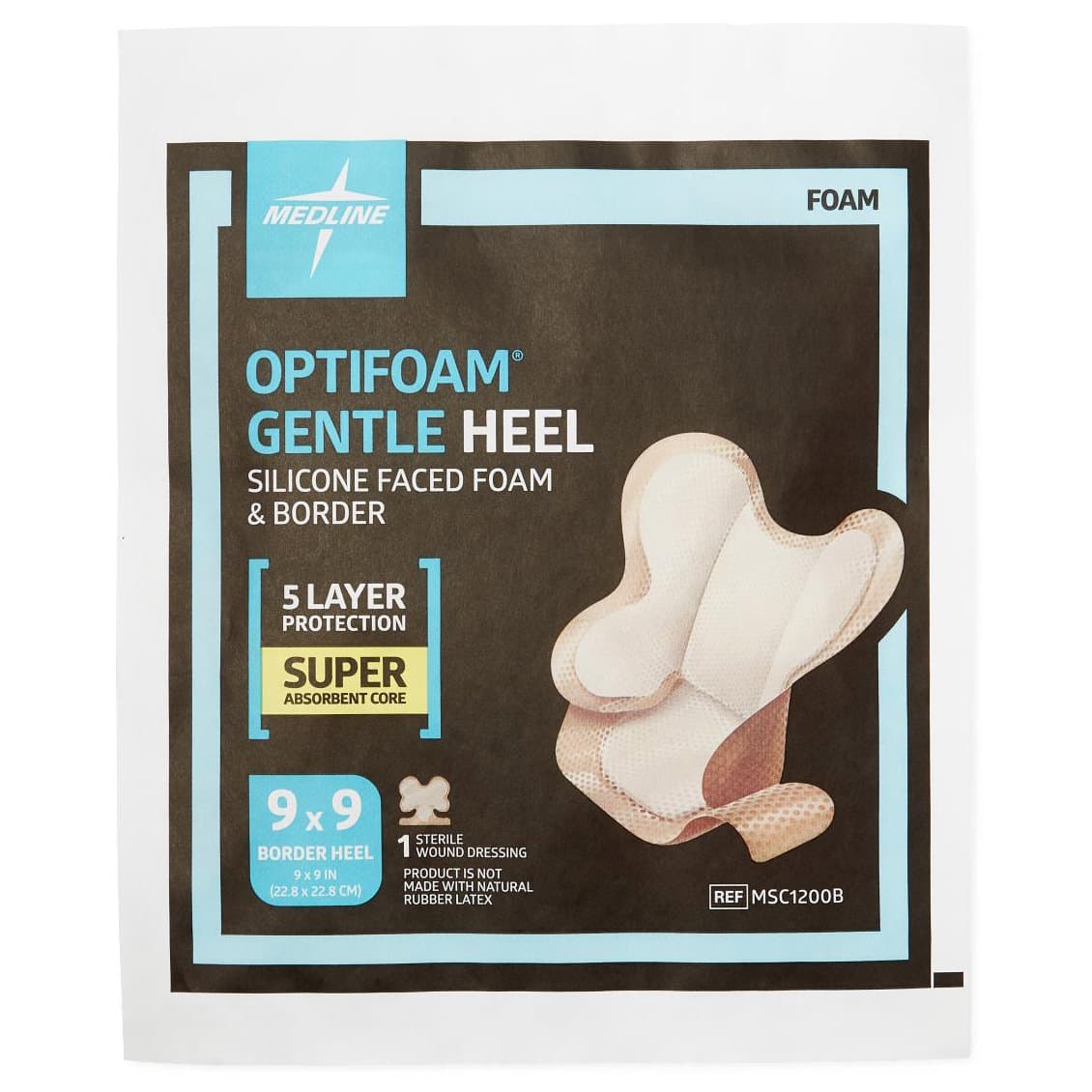 Optifoam Gentle Heel Silicone-faced Foam Dressing, 9 x 9 Inch - Each - Image 1