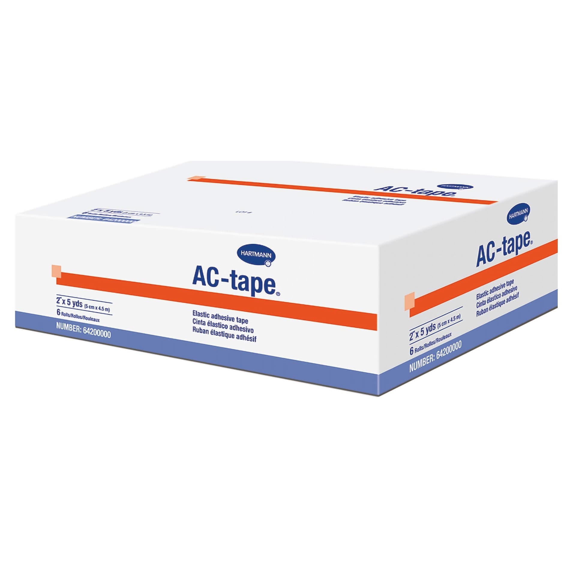 AC-Tape Mid-Strength Athletic Tape, Tan, NonSterile, 2 Inch x 5 Yard - Box of 6 - Image 1