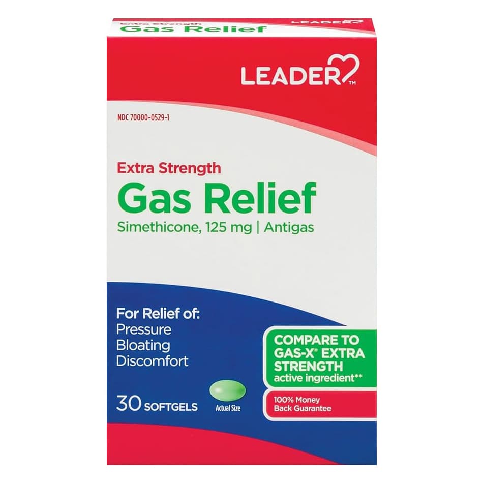 Leader Gas Relief, Extra Strength Softgels, 30 Count - Each
