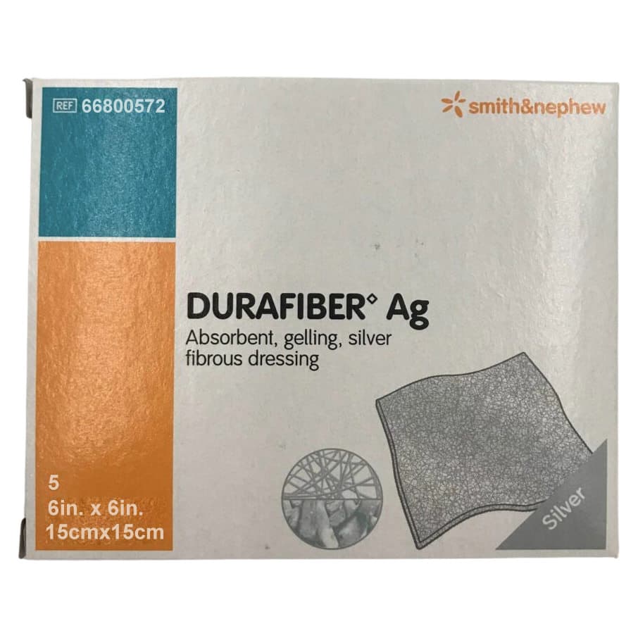 Durafiber Ag Gelling Fiber Dressing, 6 x 6 Inch - Box of 5 - Image 1