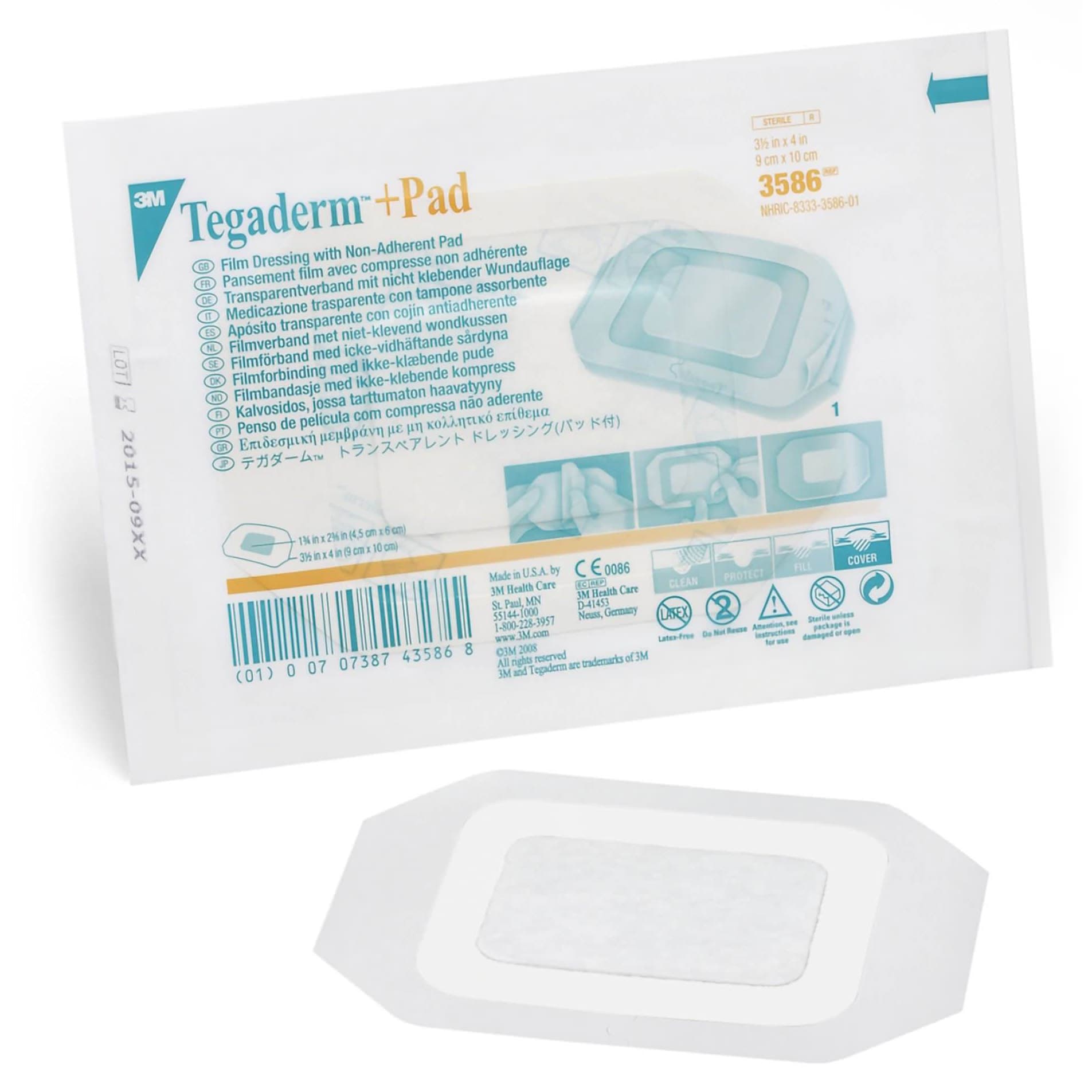 3M Tegaderm Plus Pad Film Dressing, 3-1/2" x 4" - Box of 25 - Image 1