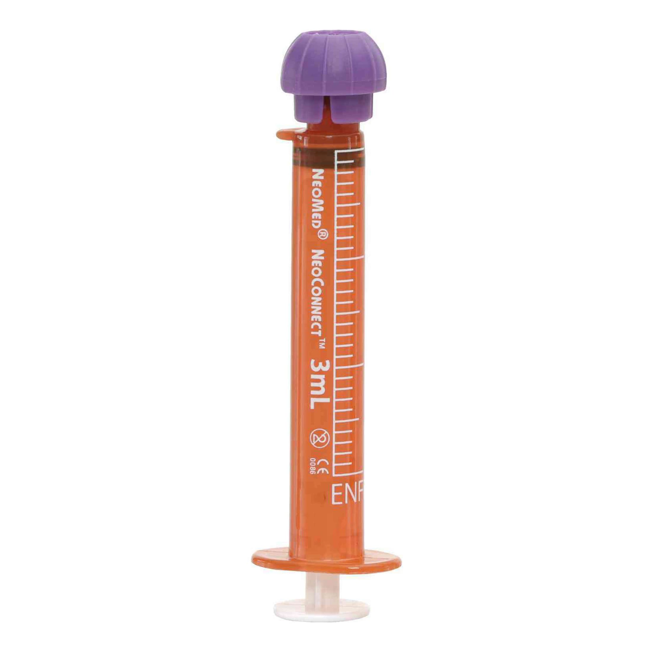 Neomed Enteral Oral Pharmacy Syringe with ENFit Connector, Amber, 3mL - Case of 500 - Image 1