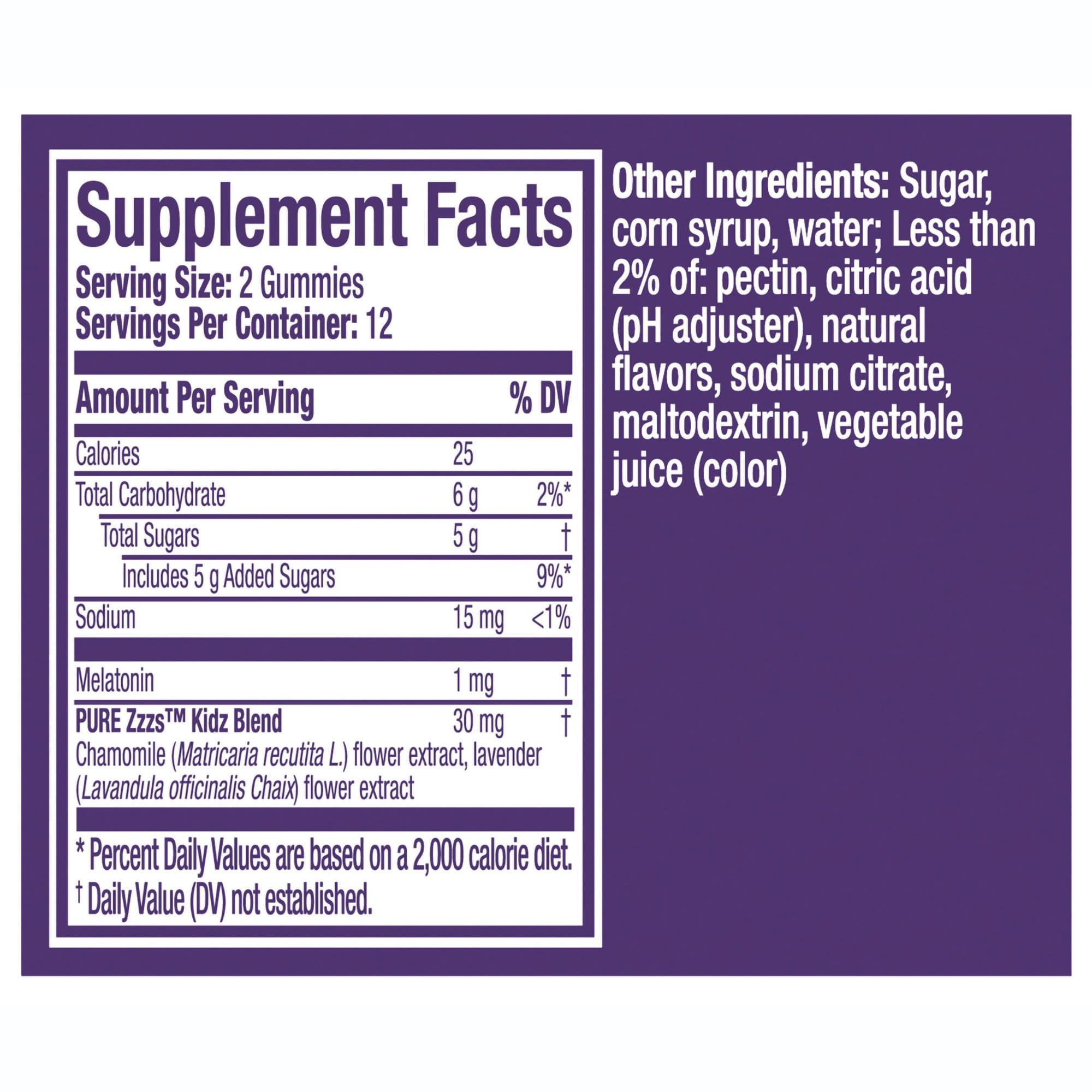 Vicks Pure Zzzs Kidz Gummies, Natural Berry Flavor - Bottle of 24 - Image 2