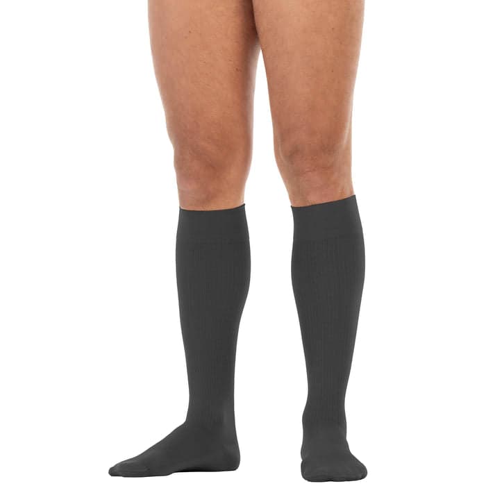 Jobst FORMEN Knee High Softfit Closed Toe Compression Socks, 15-20mmHg, Anthracite, L-FullCalf-Regular - Pair - Image 1
