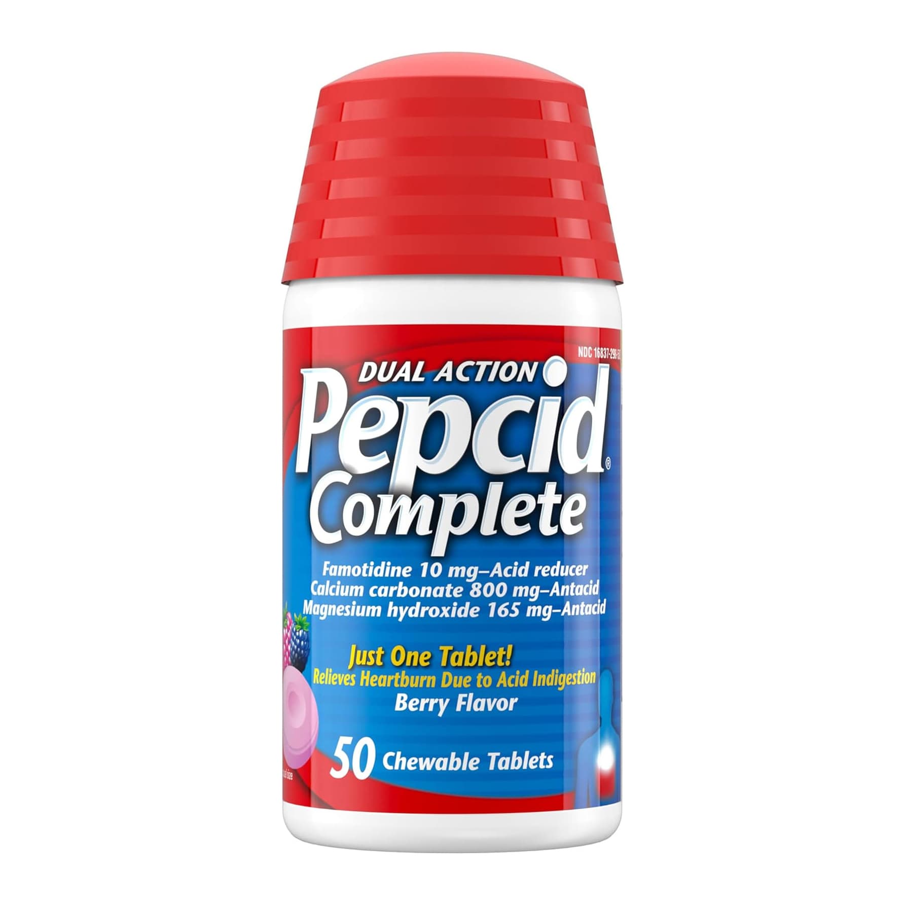 Pepcid Complete Dual Action Chewable Acid Reducer Tablet, Berry, 50 Count - Each