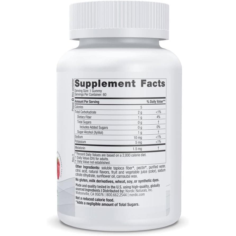 Nordic Naturals Zero Sugar Melatonin Gummies, Raspberry - Bottle of 60 - Image 2