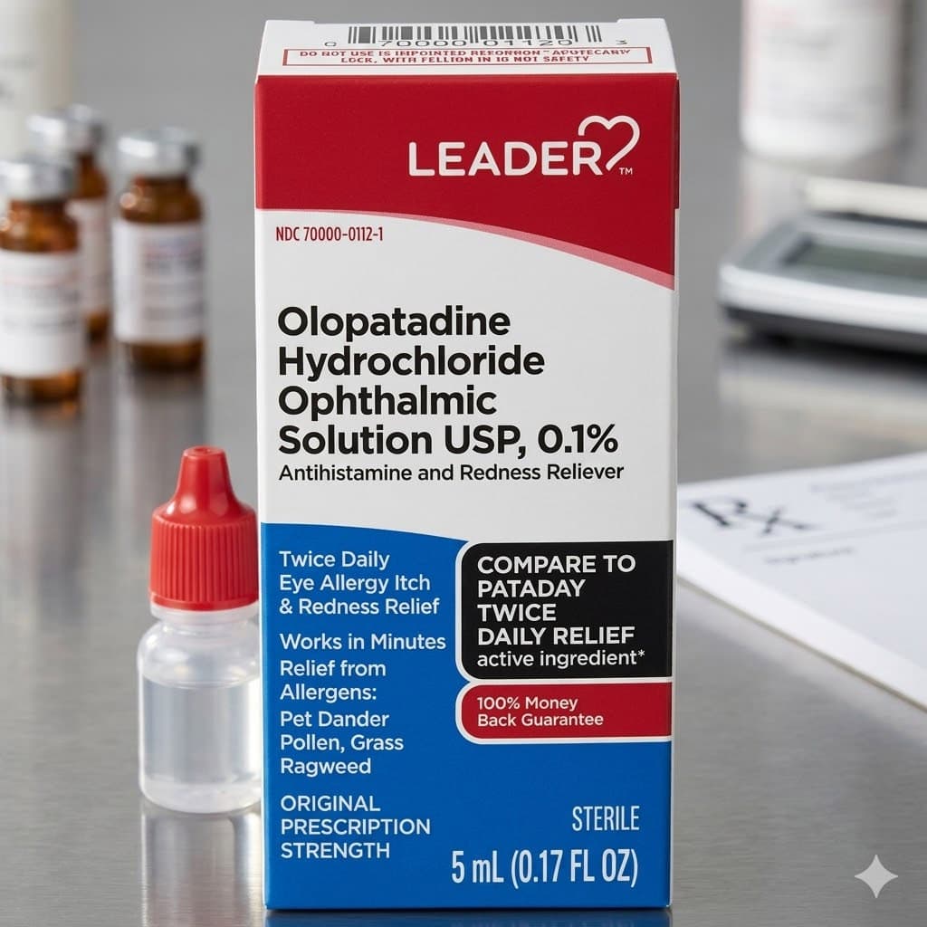 Leader Twice Daily Olopatadine HCl Ophthalmic Solution, 0.1% Drops, 5 ml - Each