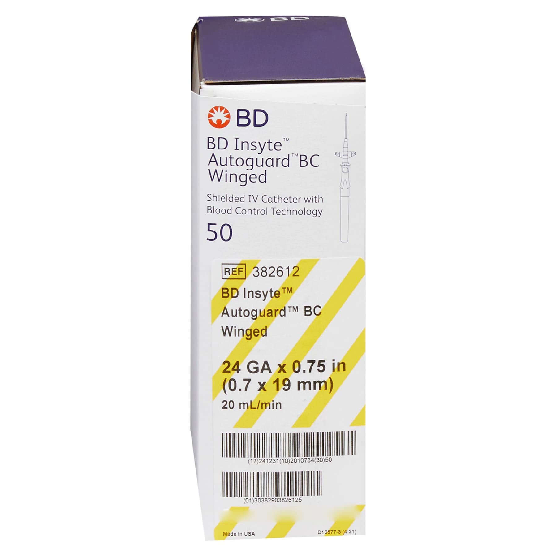BD Insyte Autoguard BC Peripheral IV Catheter with Winged Hub - Image 2