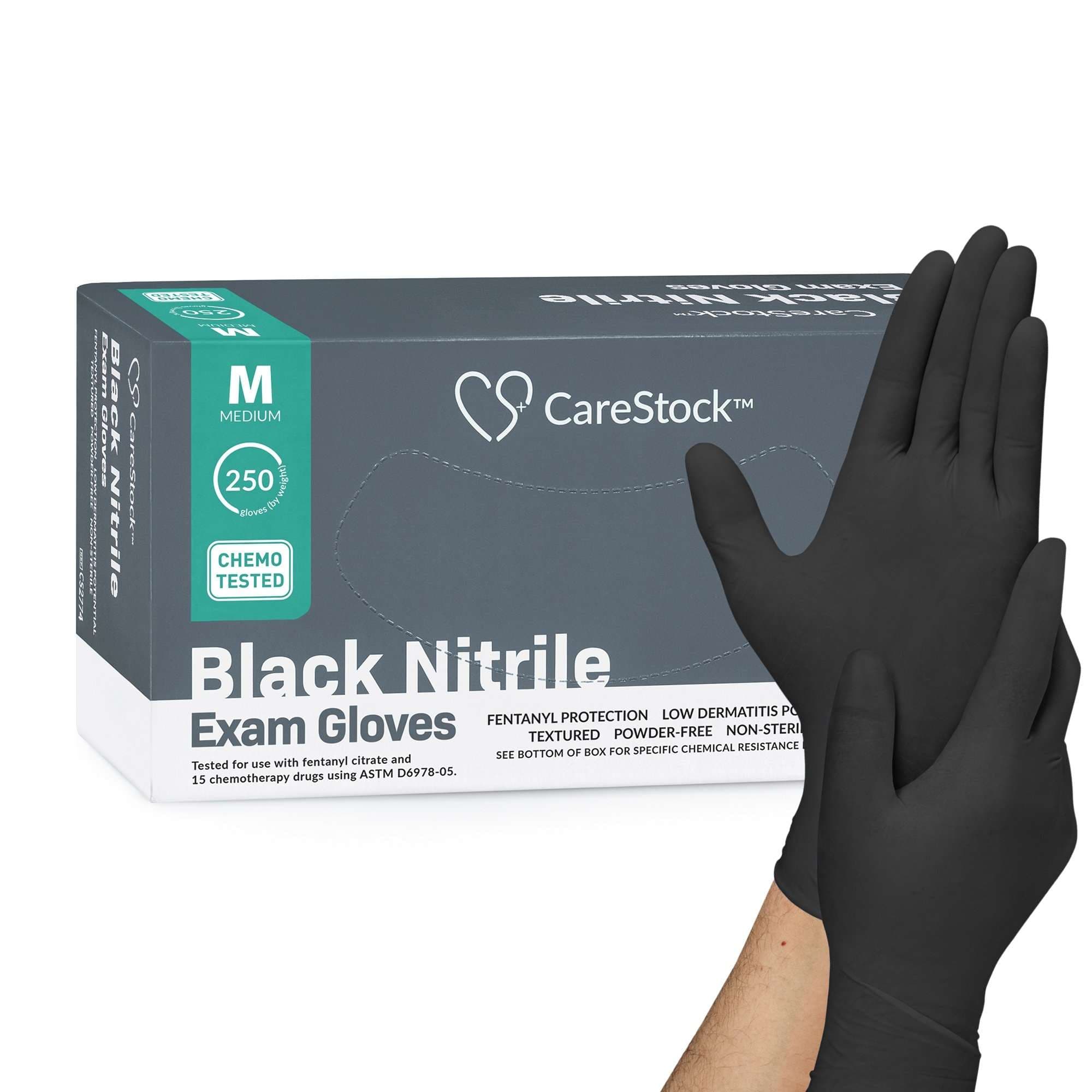 CareStock Medium Black Nitrile Exam Gloves - Case of 2500 - Image 1