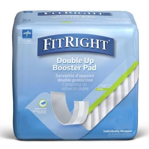 FitRight Double Up Thin Incontinence Booster Pads, 7 x 17 Inch - Bag of 30 - Image 1