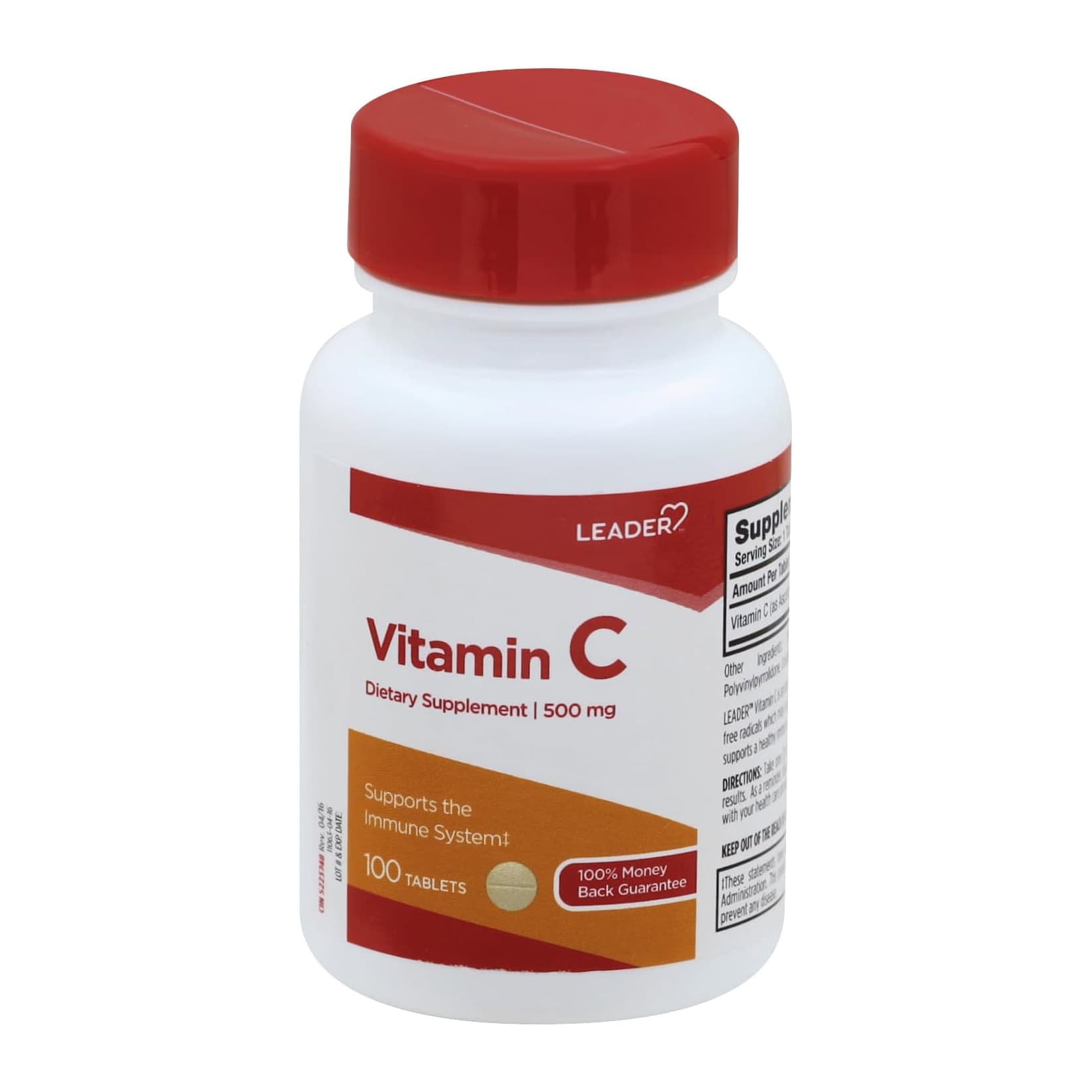 Leader Vitamin C Dietary Supplement, 500 mg, 100 Count - Each - Image 1