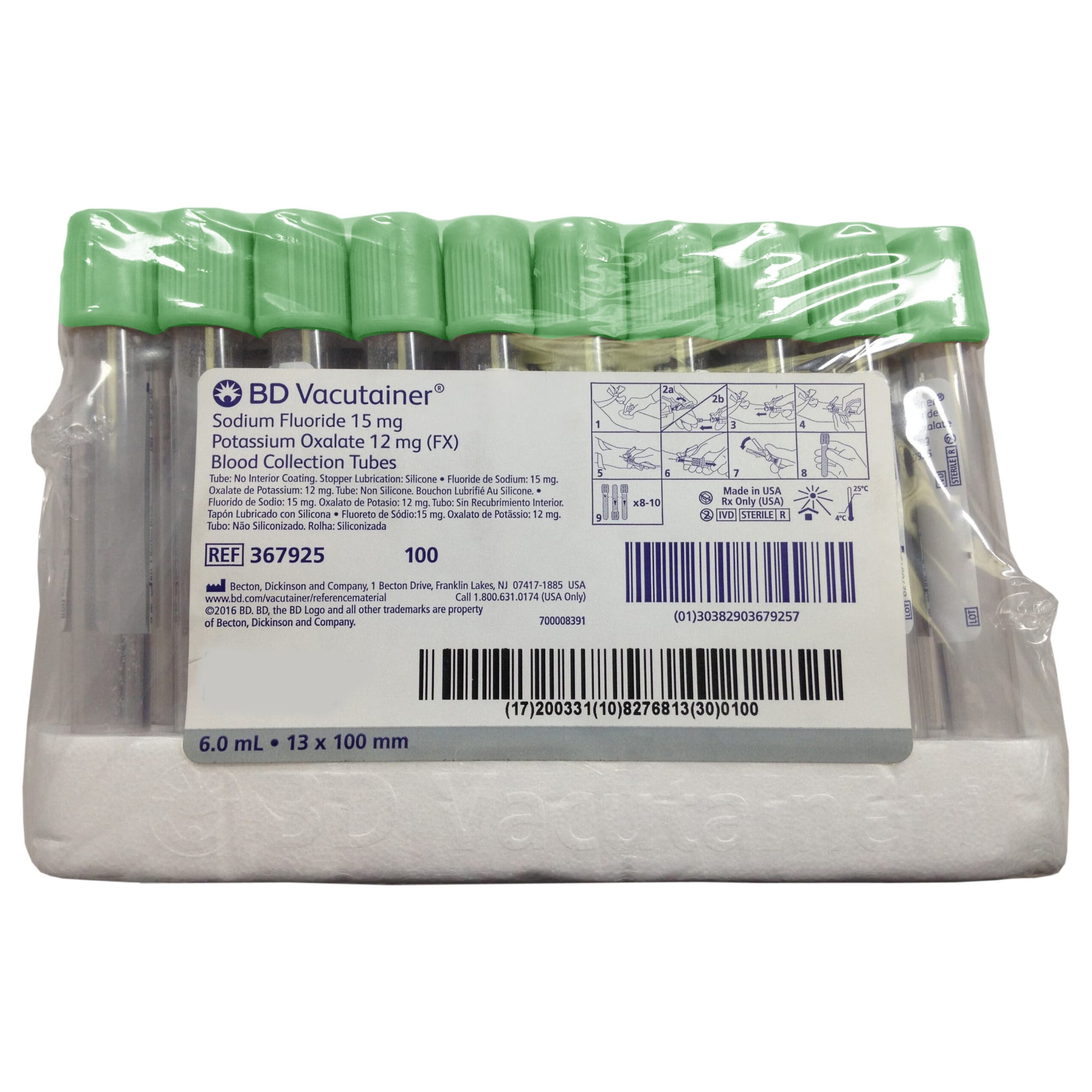 BD Vacutainer Venous Blood Collection Tube Sodium Fluoride and Potassium Oxalate Additive - Image 3