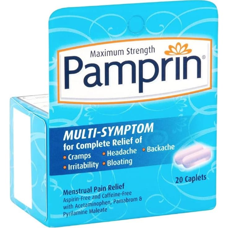 Pamprin Multi-Symptom Menstrual Pain Relief Caplets - Pack of 20