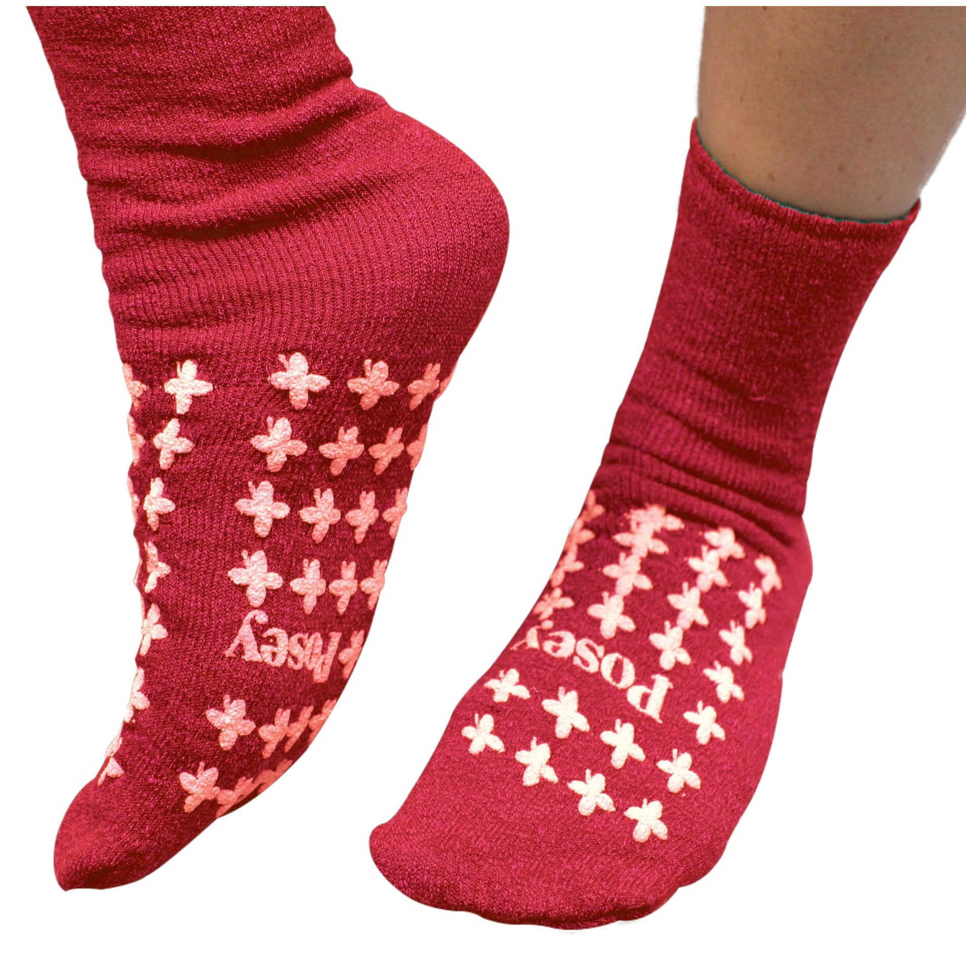 Posey Soft Terry cloth Fall Management Socks, Large, Red - Package of 2