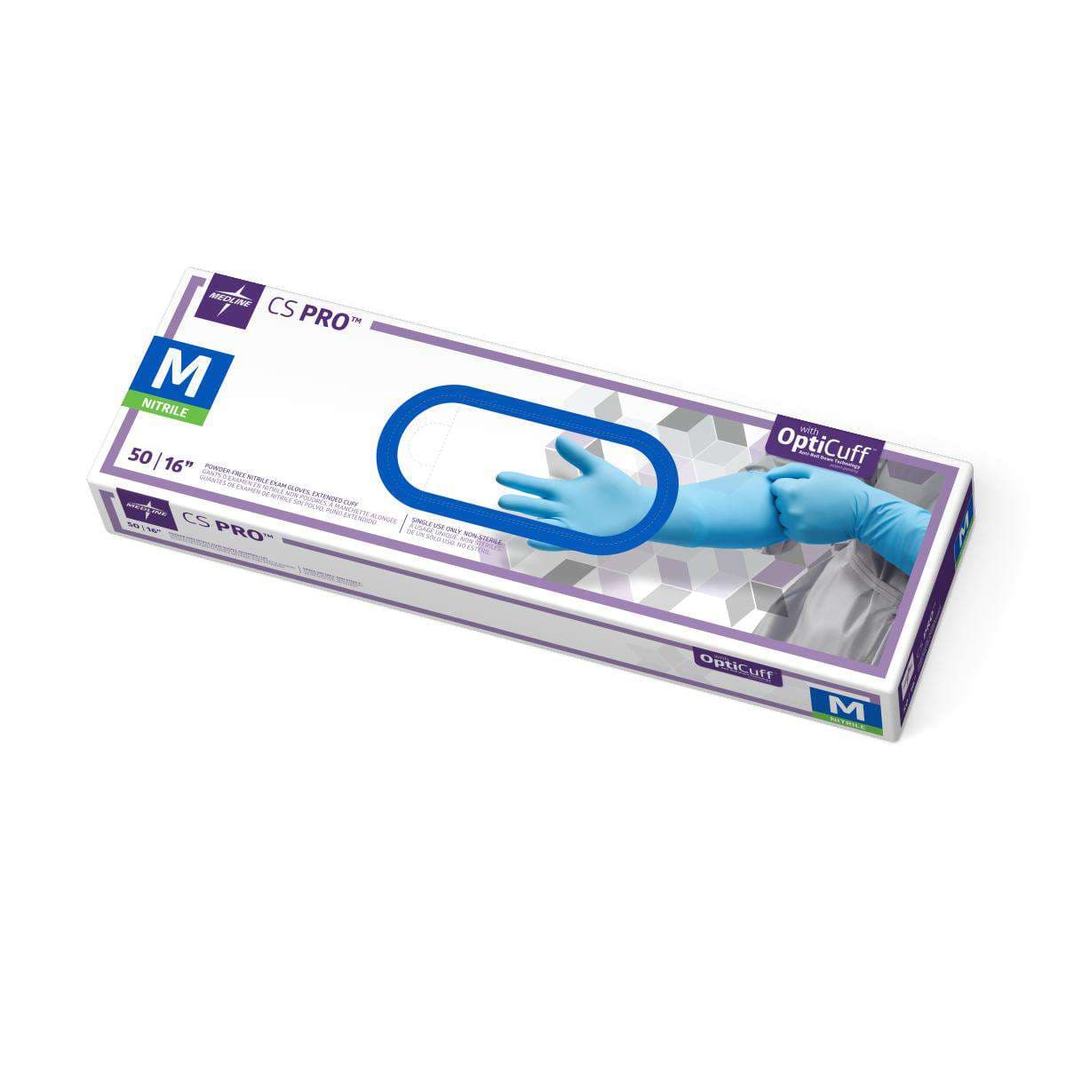 CS Pro 16" Extended Cuff Nitrile Exam Gloves, Medium - Box of 50 - Image 1