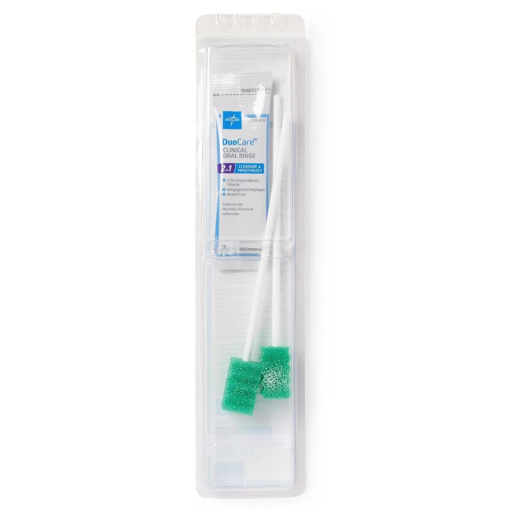 DuoCare Single-Use Oral Care Tray Kit with 2 DenTips Oral Swabsticks - Each - Image 1