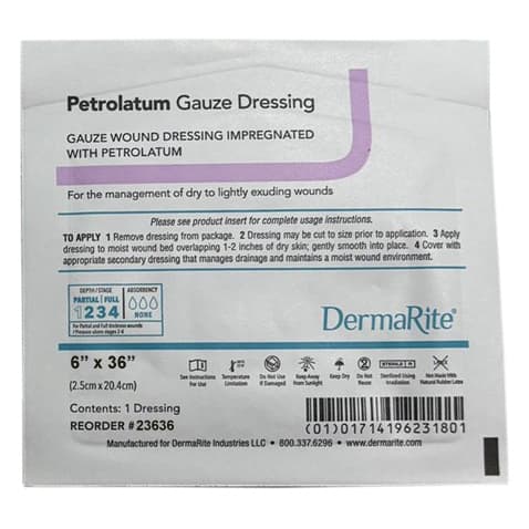 DermaRite Petrolatum Gauze Dressing, 6 x 36 Inch - Each - Image 1