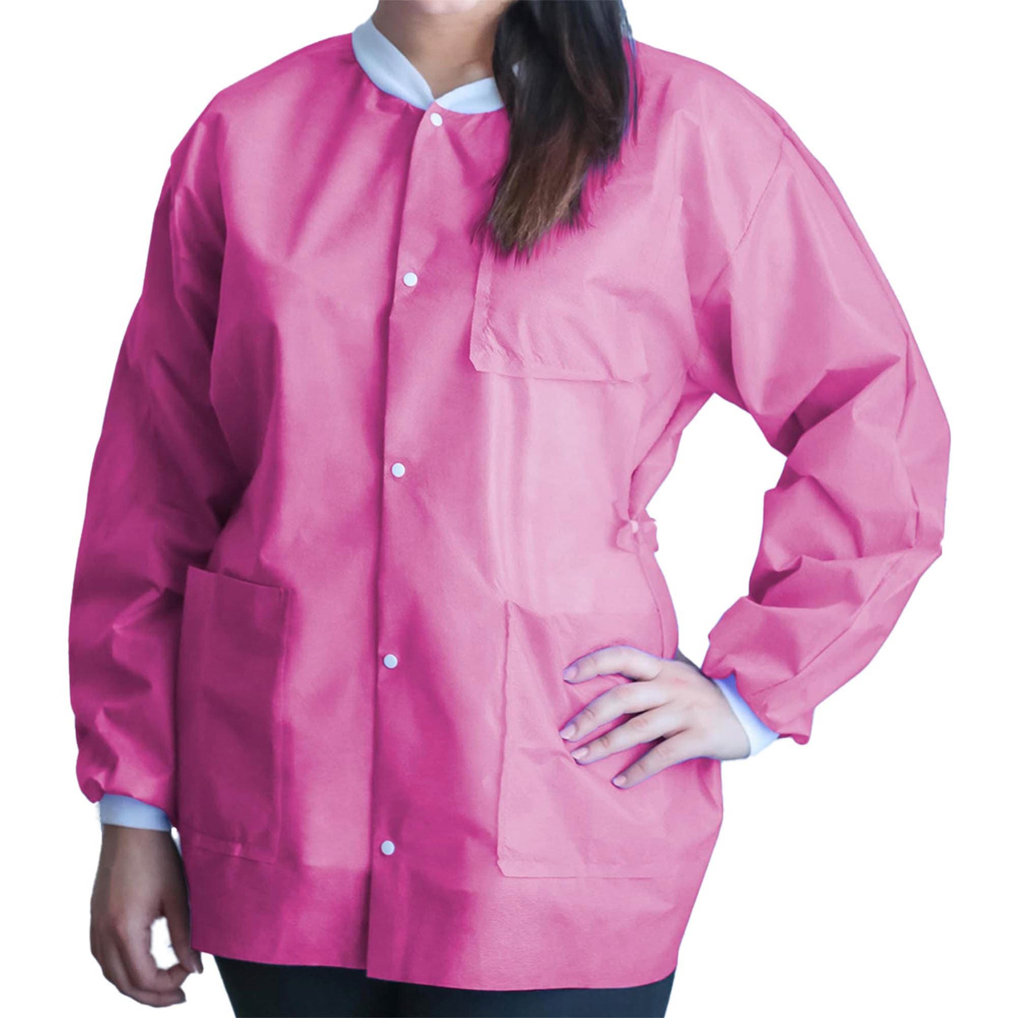 FitMe Lab Coat, Medium, Raspberry Pink - Bag of 10 - Image 1