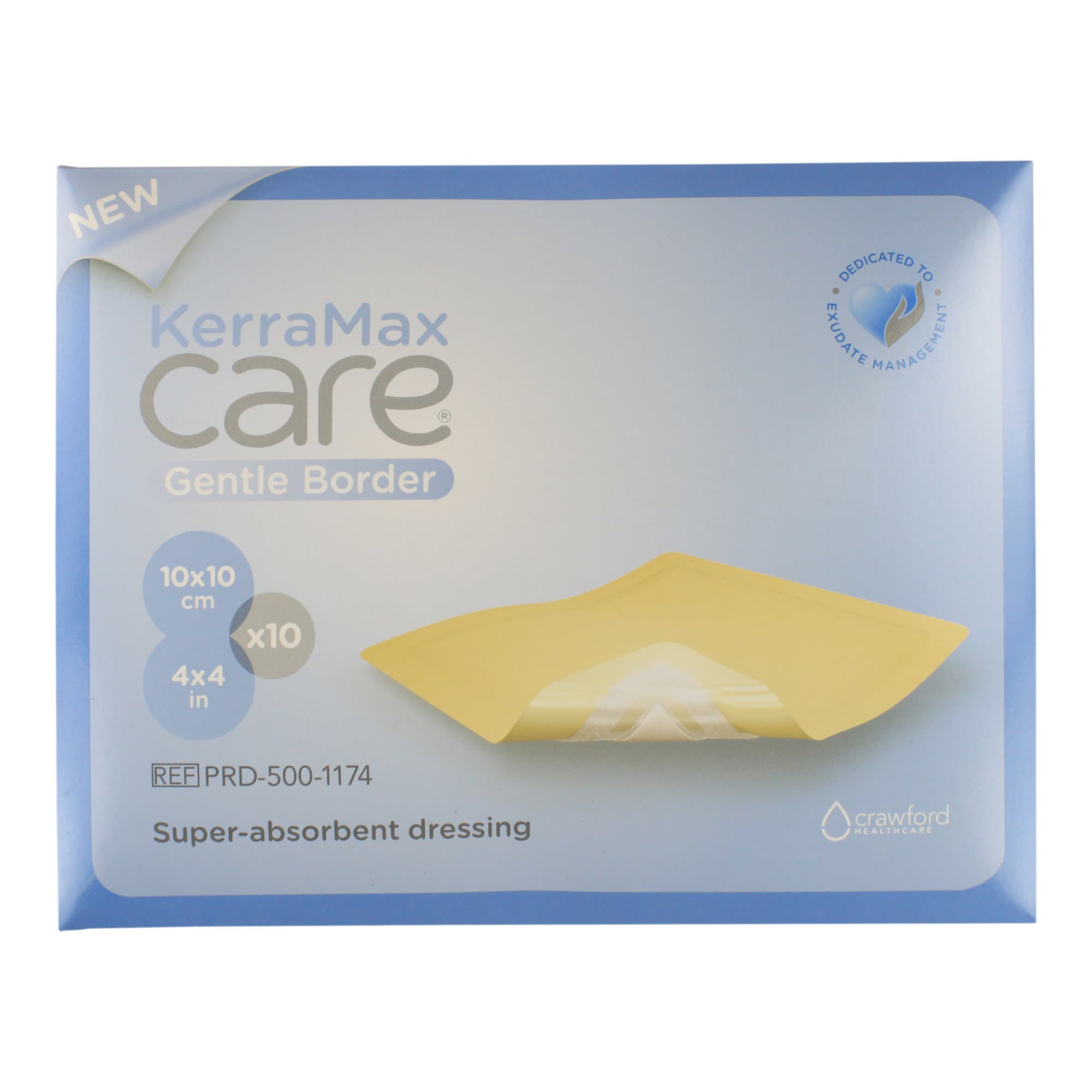 KerraMax Care Gentle Border Super Absorbent Dressing, 4 x 4 Inch - Image 1