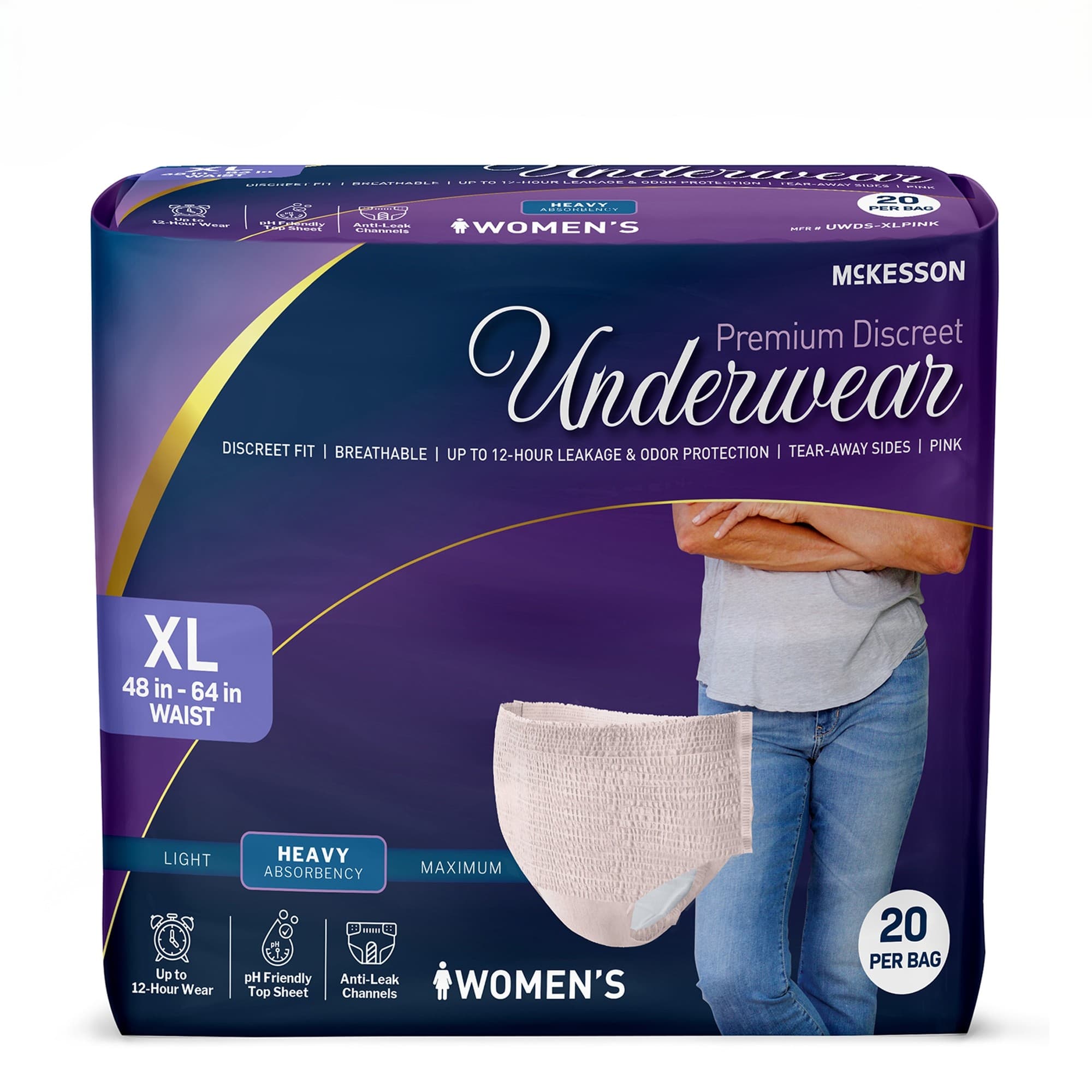 McKesson Premium Discreet Heavy Underwear For Women, Extra Large - Bag of 20 - Image 1