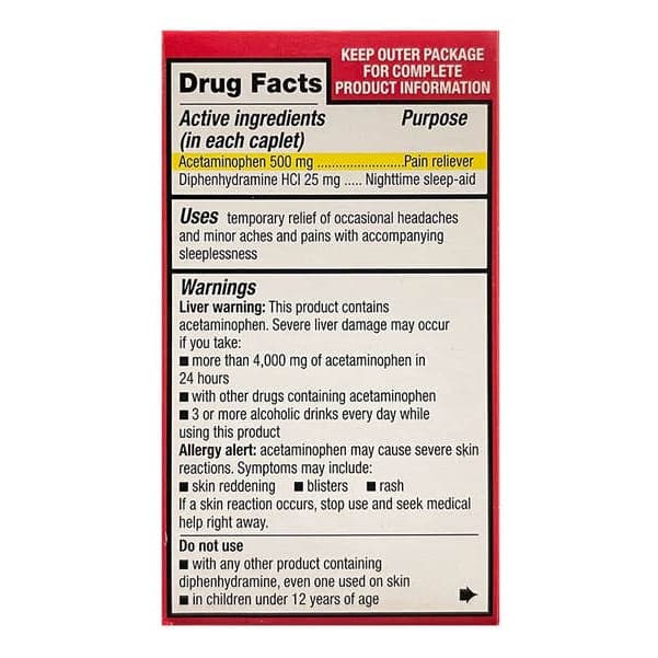 Leader Pain Reliever And Sleep Aid, Extra Strength Caplets - Pack of 24 - Image 2