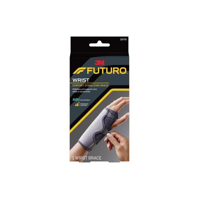 Futuro Comfort Wrist Brace Black-Gray Pull-On, Hook and Loop, 5-1/2 to 8-1/2 Inch - Each - Image 1