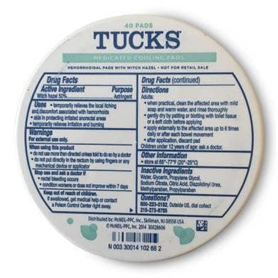 TUCKS Medicated Cooling Pads, 40 Count - Case of 72 - Image 1