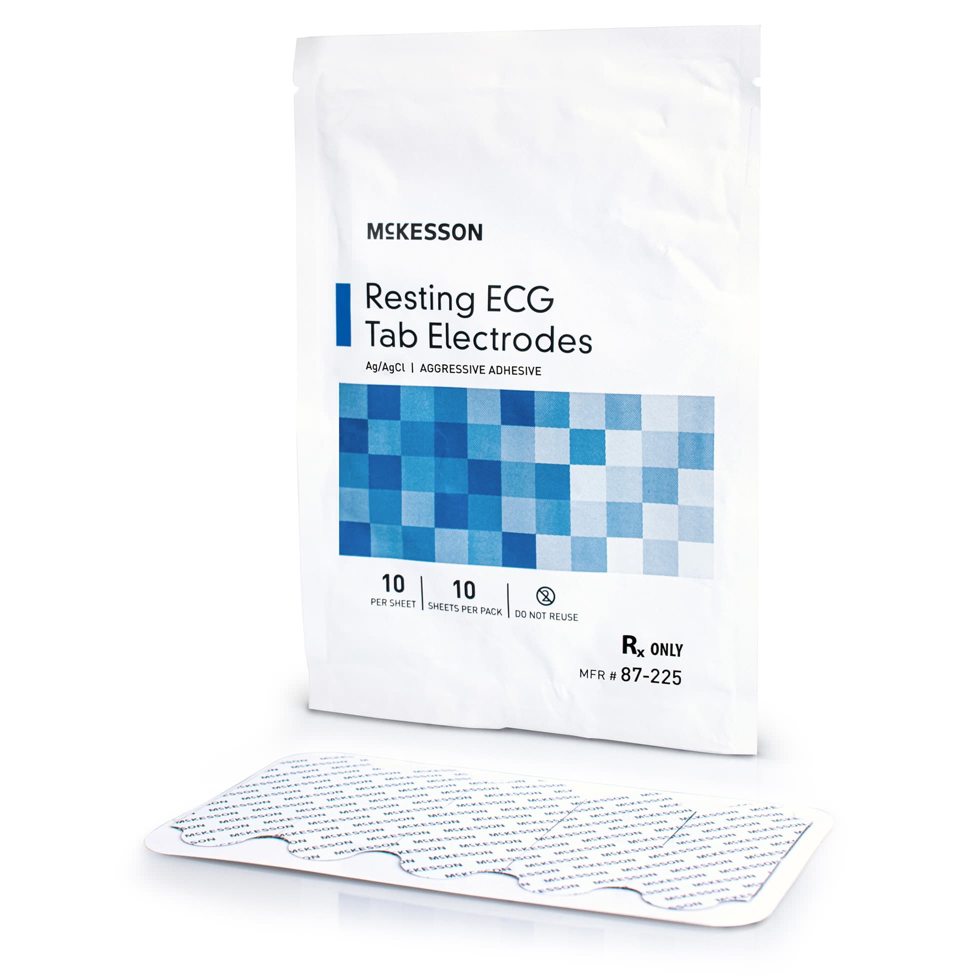 McKesson ECG Resting Electrode Vinyl Material 1 x 3/4 Inch, Conductive Adhesive Gel Rectangle