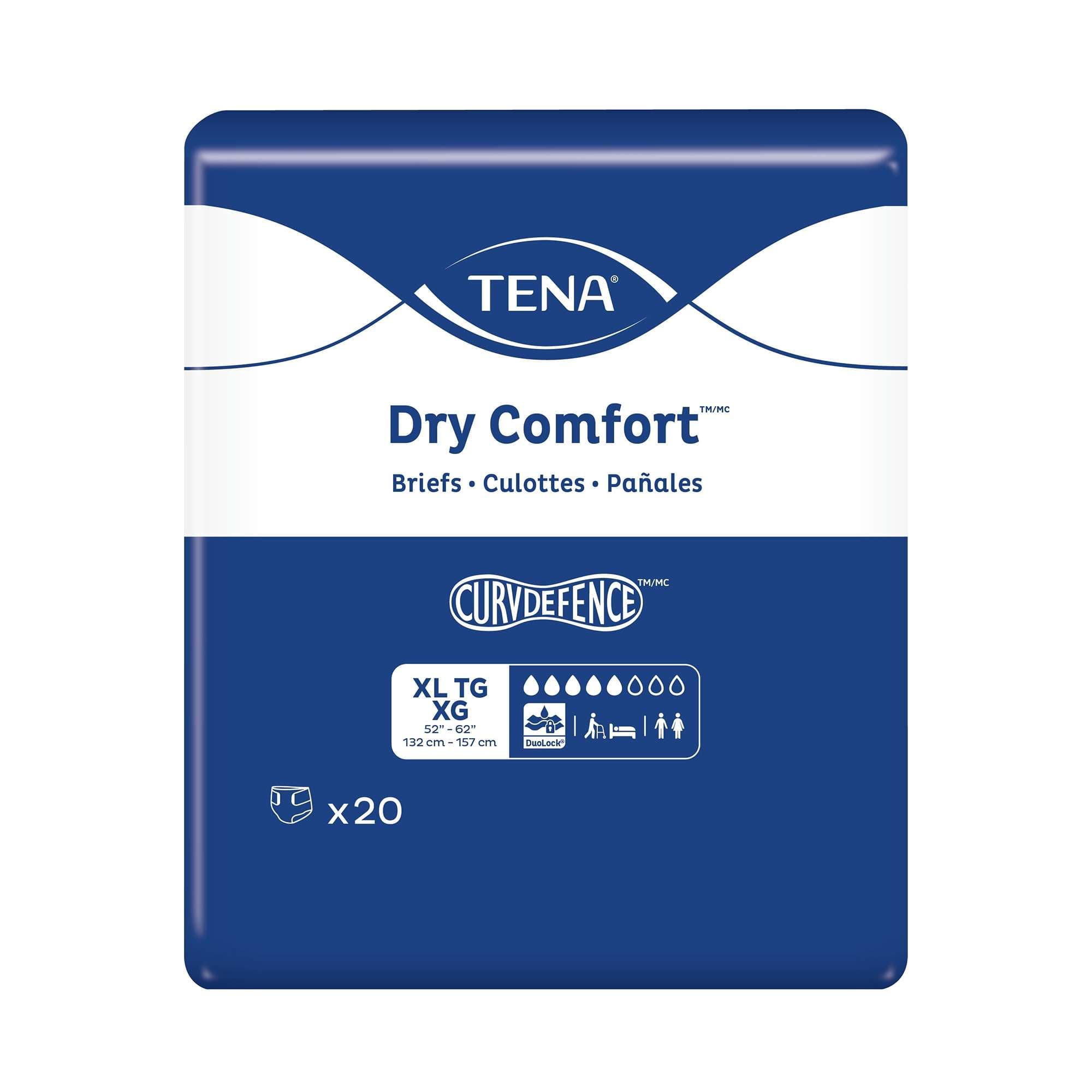 TENA Dry Comfort Incontinence Brief with CurvDefense, Extra Large - Package of 20 - Image 1