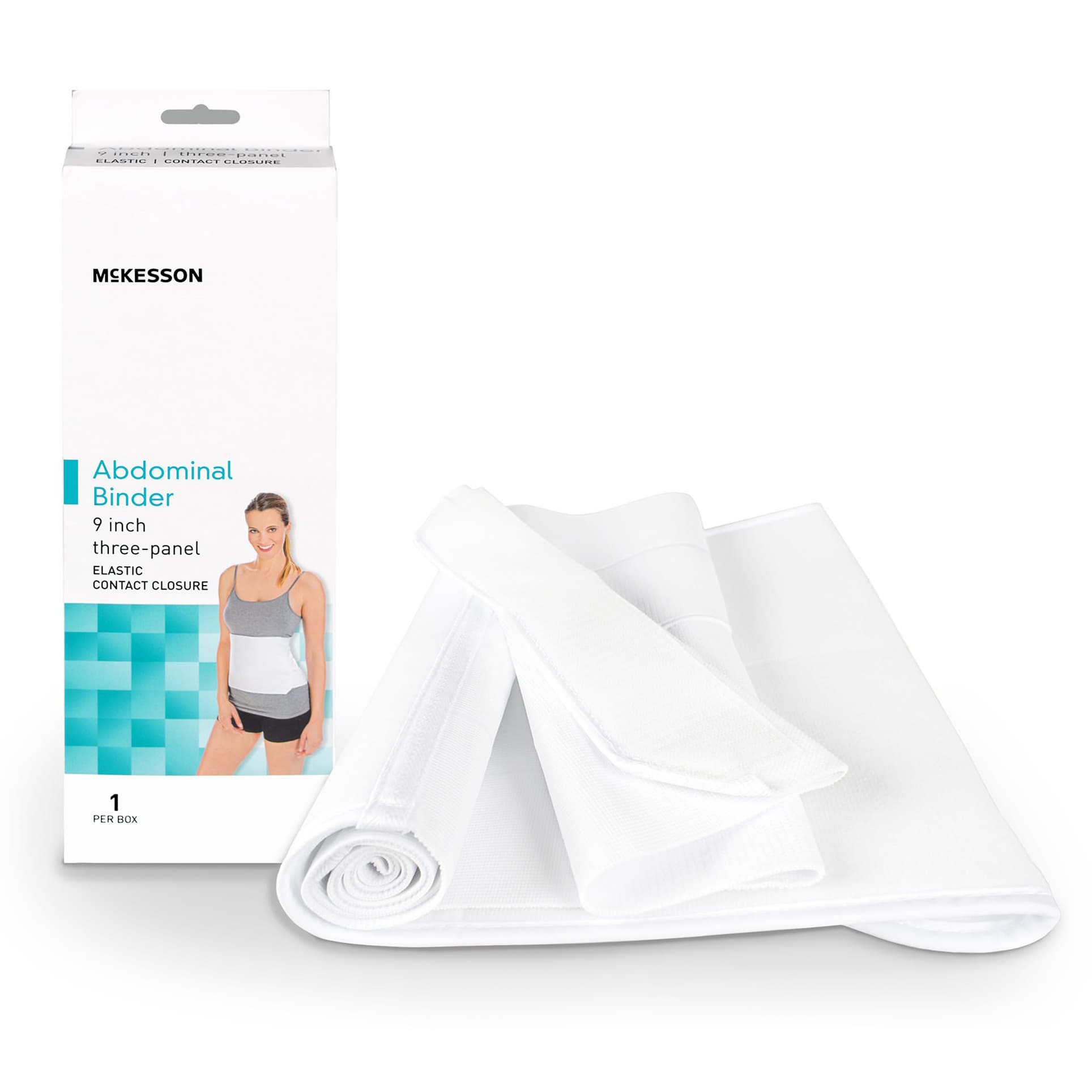 McKesson Abdominal Binder White, 45 to 62 Inch Waist, 9 Inch Height, Medium-Large, 3-Panel - Each - Image 1