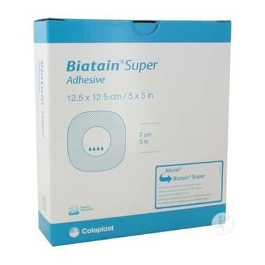 Biatain Super Hydrocapillary Adhesive Dressing, 5 x 5 Inch - Box of 10 - Image 1