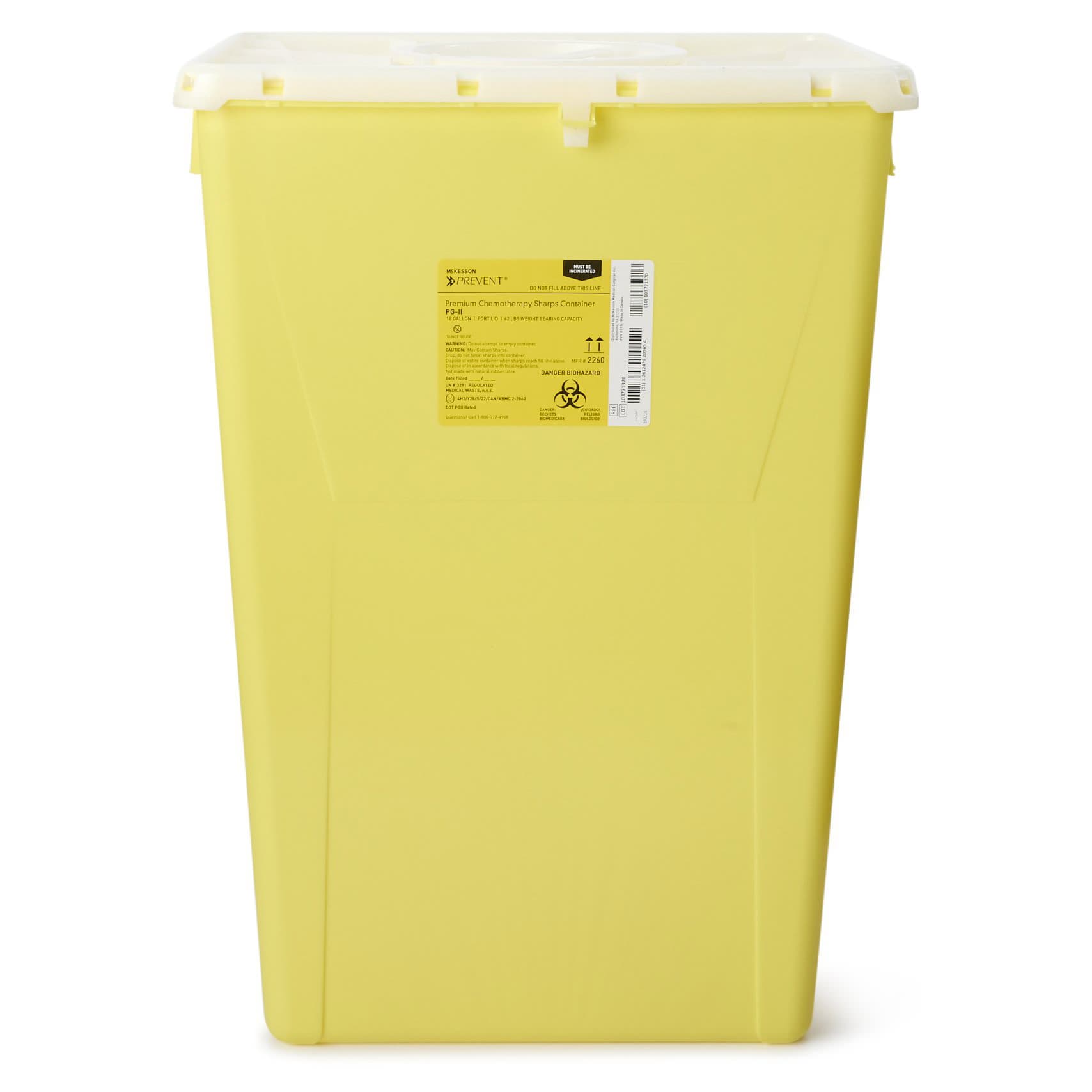 McKesson Prevent Chemotherapy Waste Container, 18 Gallon - Case of 7 - Image 1