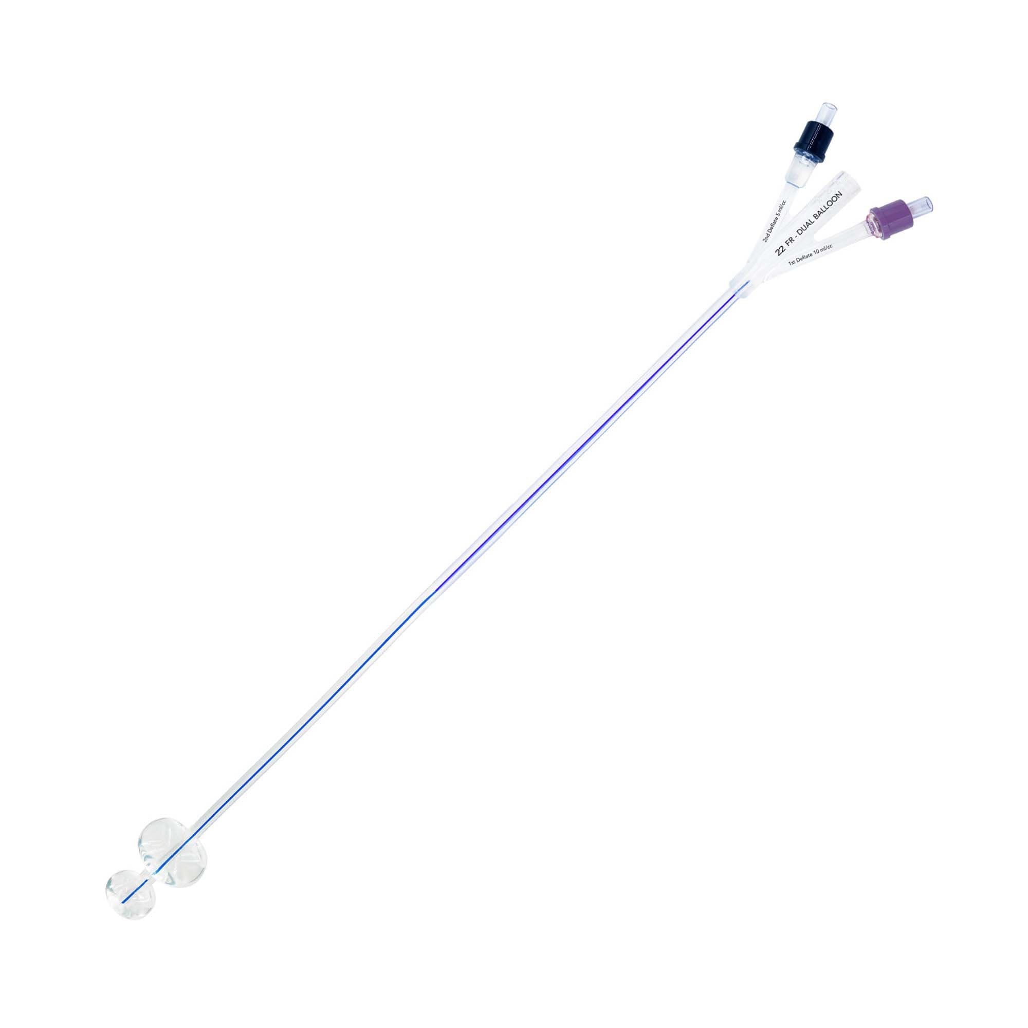 TruCath Duo 100% Silicone Dual-Balloon 2-Way Foley Catheter, 22 Fr - Each - Image 1