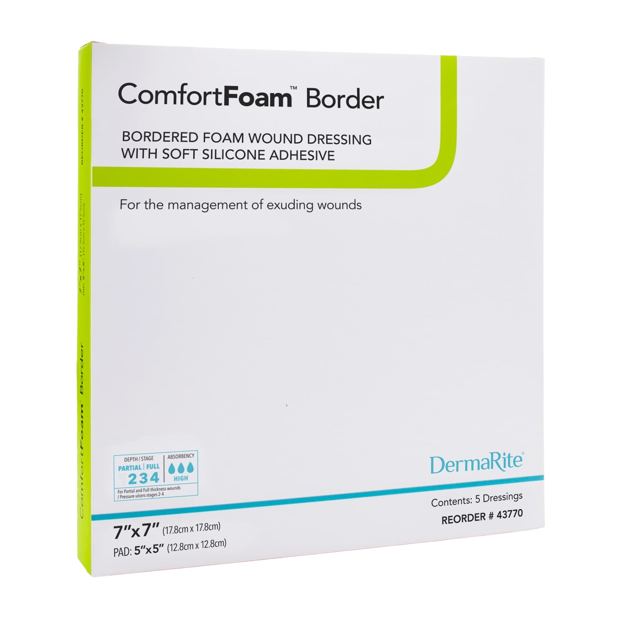 ComfortFoam Border Self-adherent Silicone Foam Dressing with Border, 7 x 7 Inch - Box of 10 - Image 1