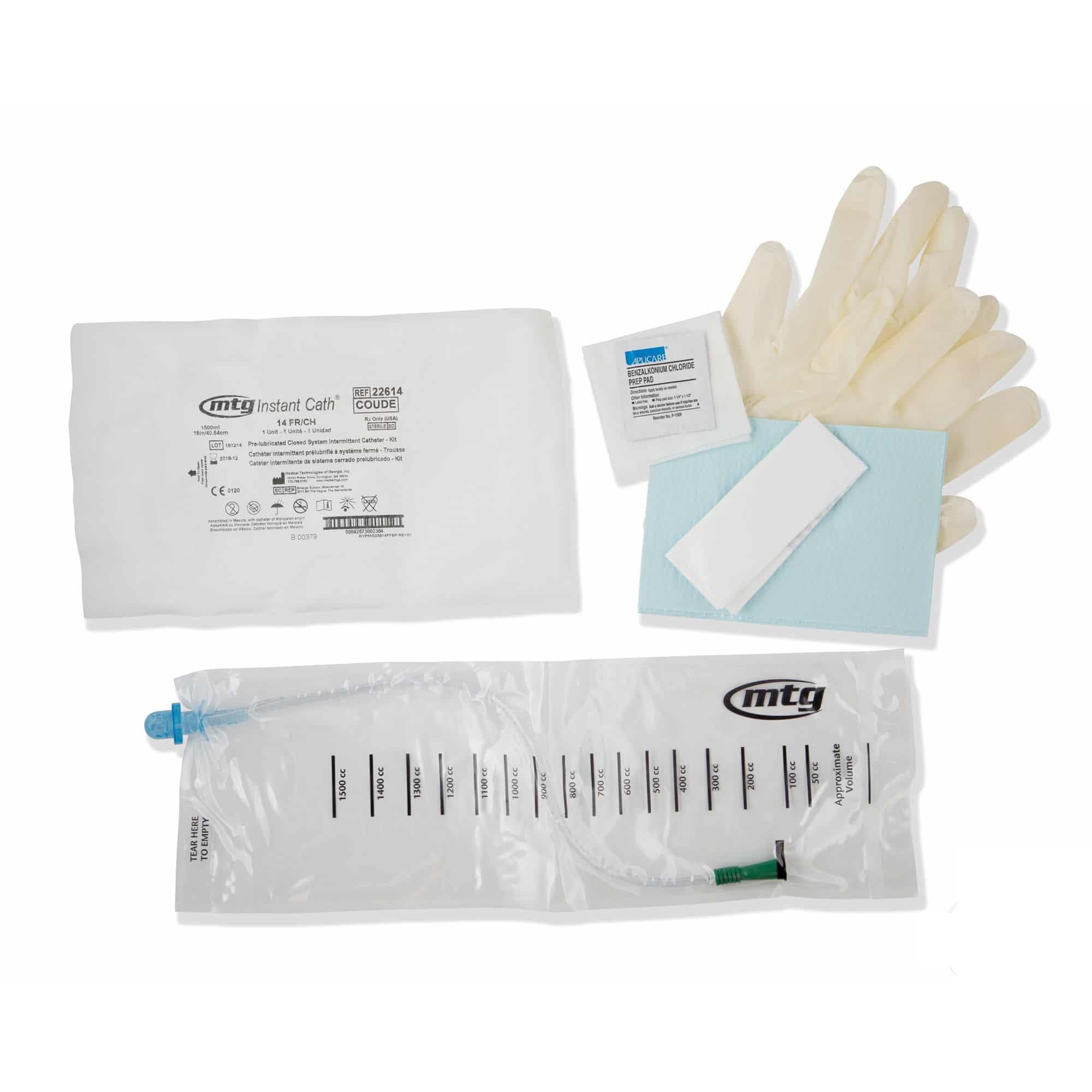 Instant Cath Coude Closed System Intermittent Catheter Kit, 14 Fr, 16" - Case of 100 - Image 1