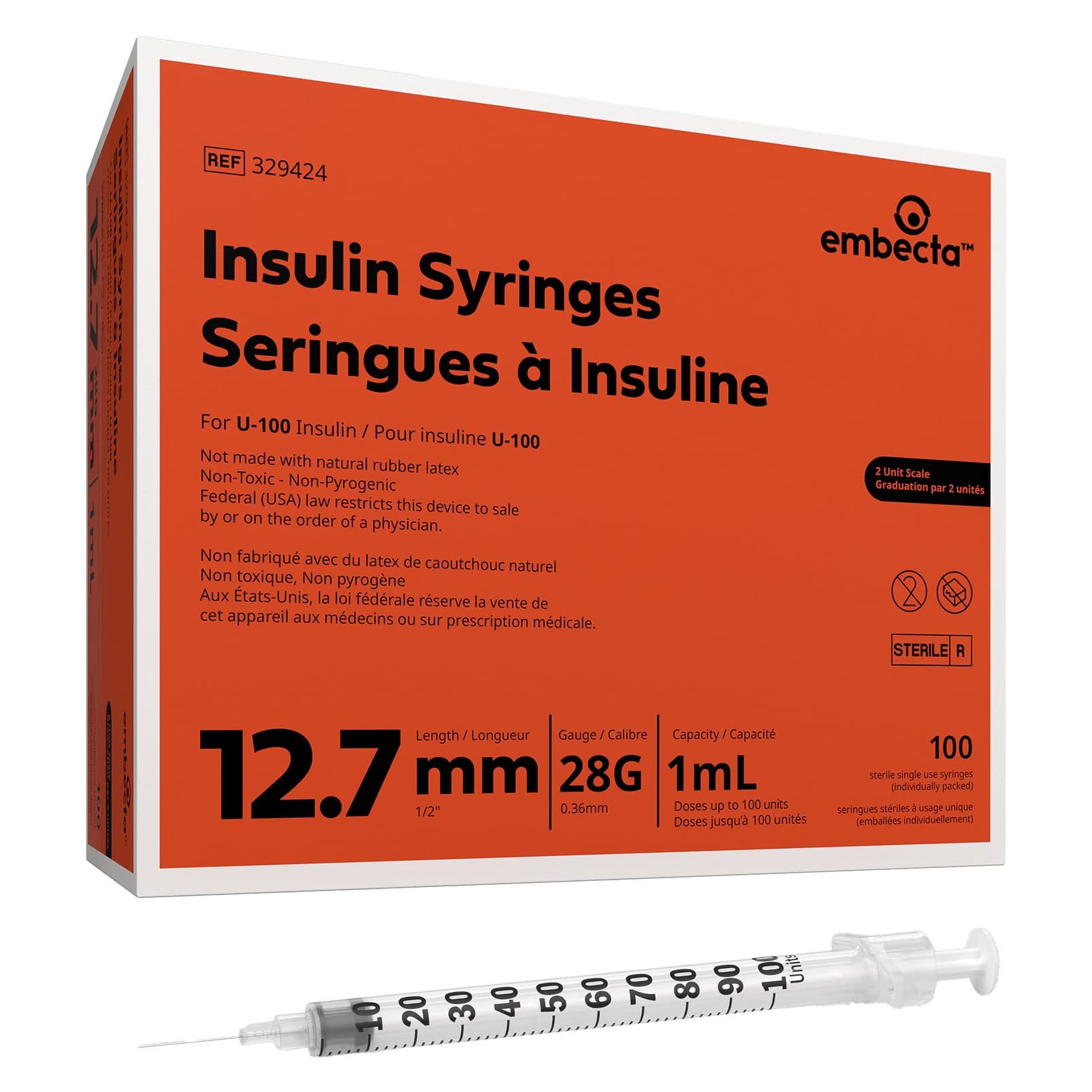 Becton Micro-Fine U-100 Insulin Syringe with Needle