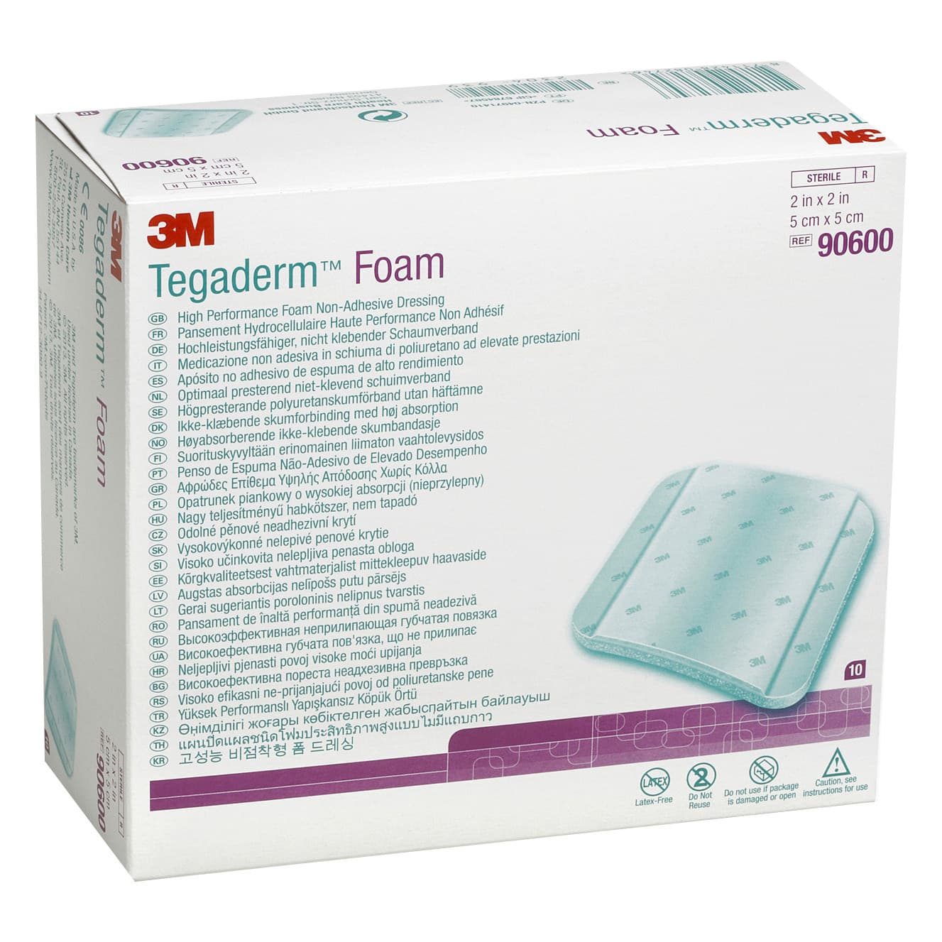 3M Tegaderm High Performance Non Adhesive Foam Dressing, 2" x 2" - Image 1