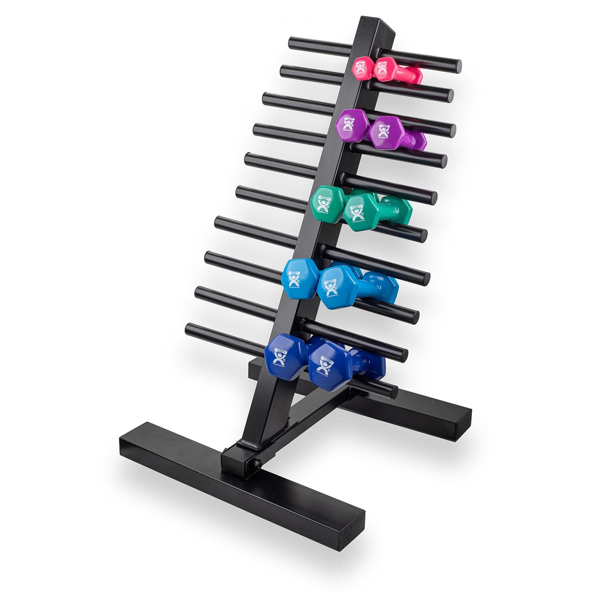 CanDo vinyl coated dumbbell, set of 10 piece, With Floor Rack - Image 1