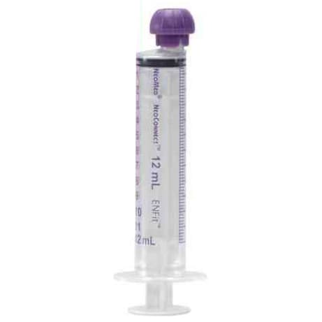 Neomed Enteral Oral Pharmacy Syringe with ENFit Connector, Purple, 12 mL - Case of 500 - Image 1